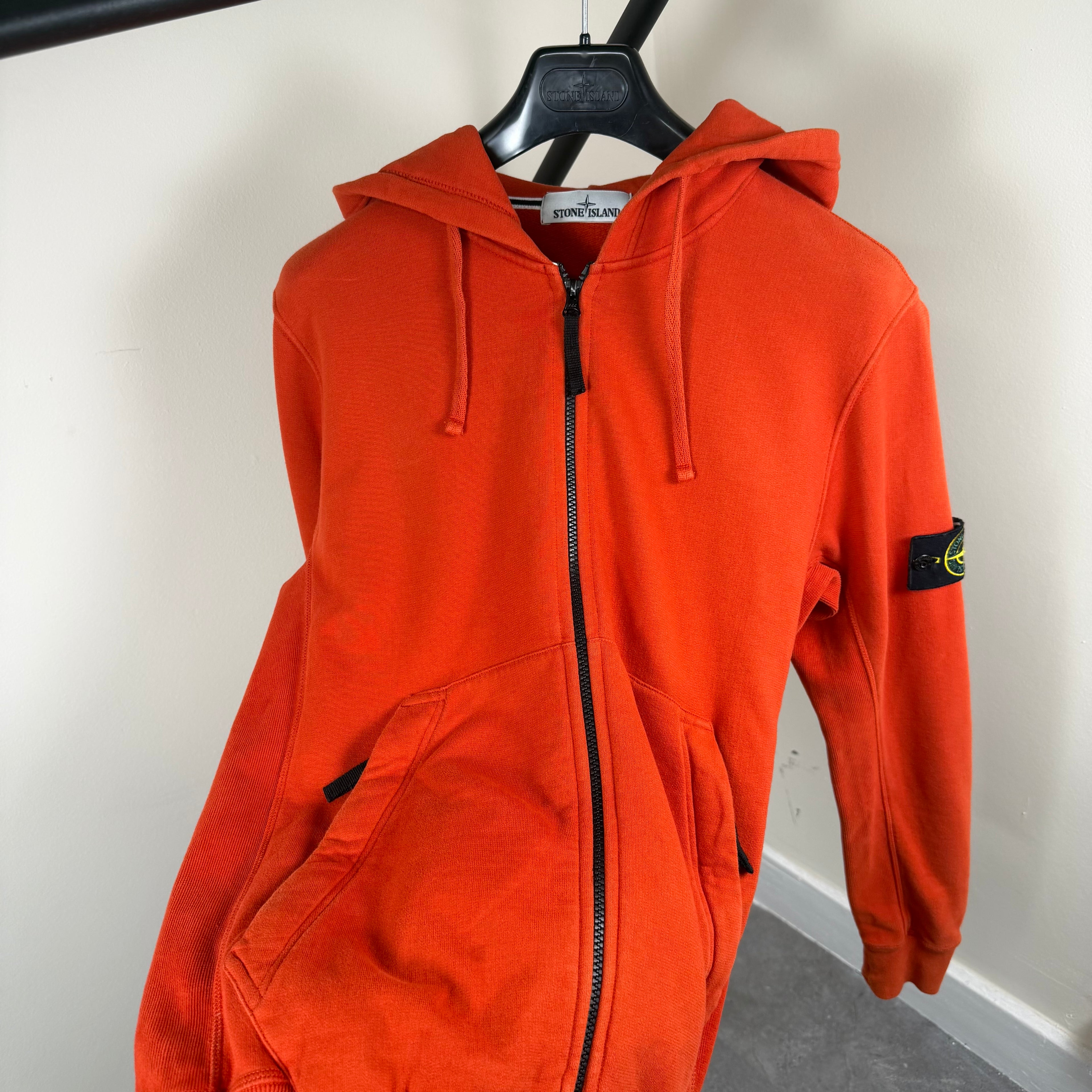 Stone Island Orange Zip Up Hoodie - Medium 21’’