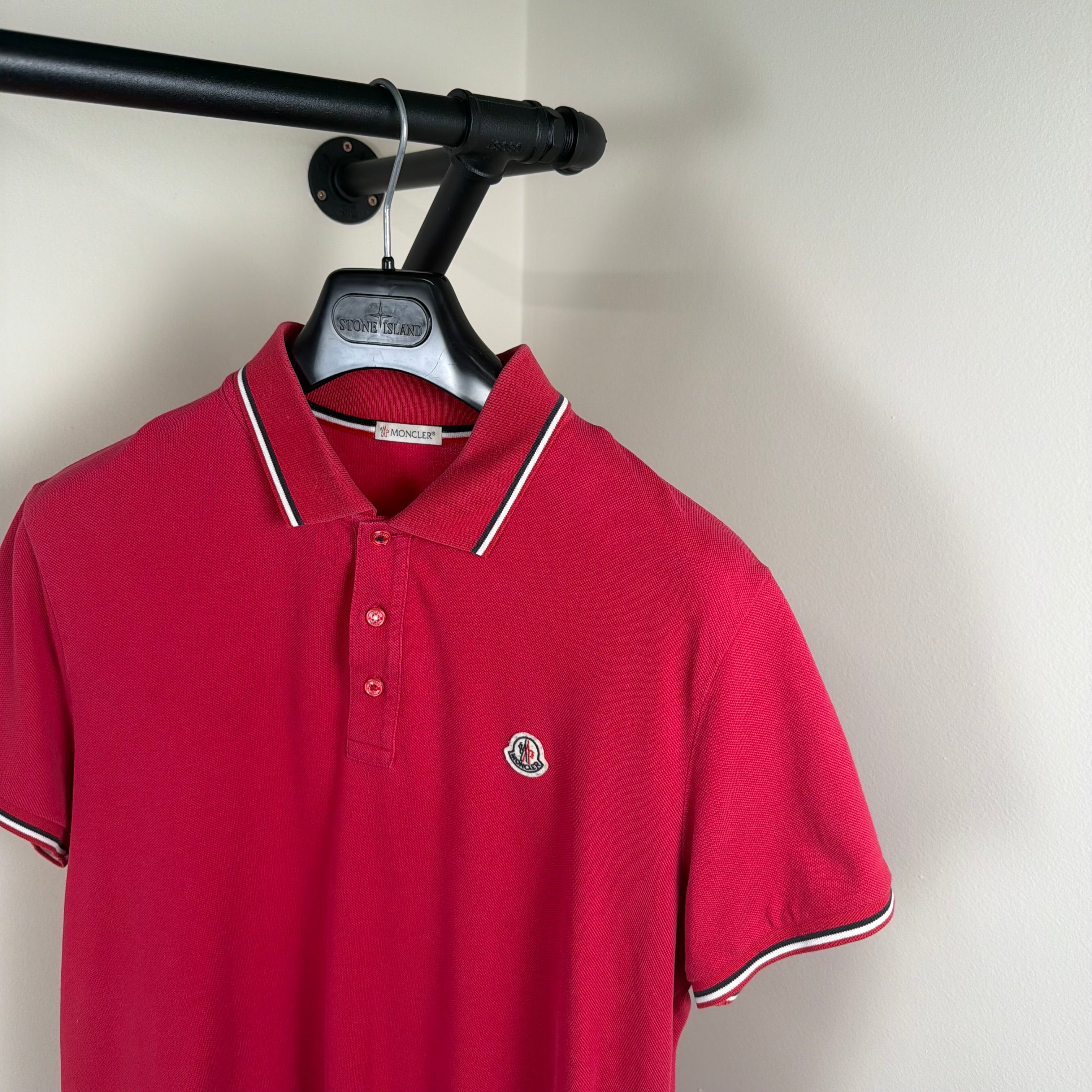 Moncler Short Sleeve Polo Shirt Red - Medium 20.5’’