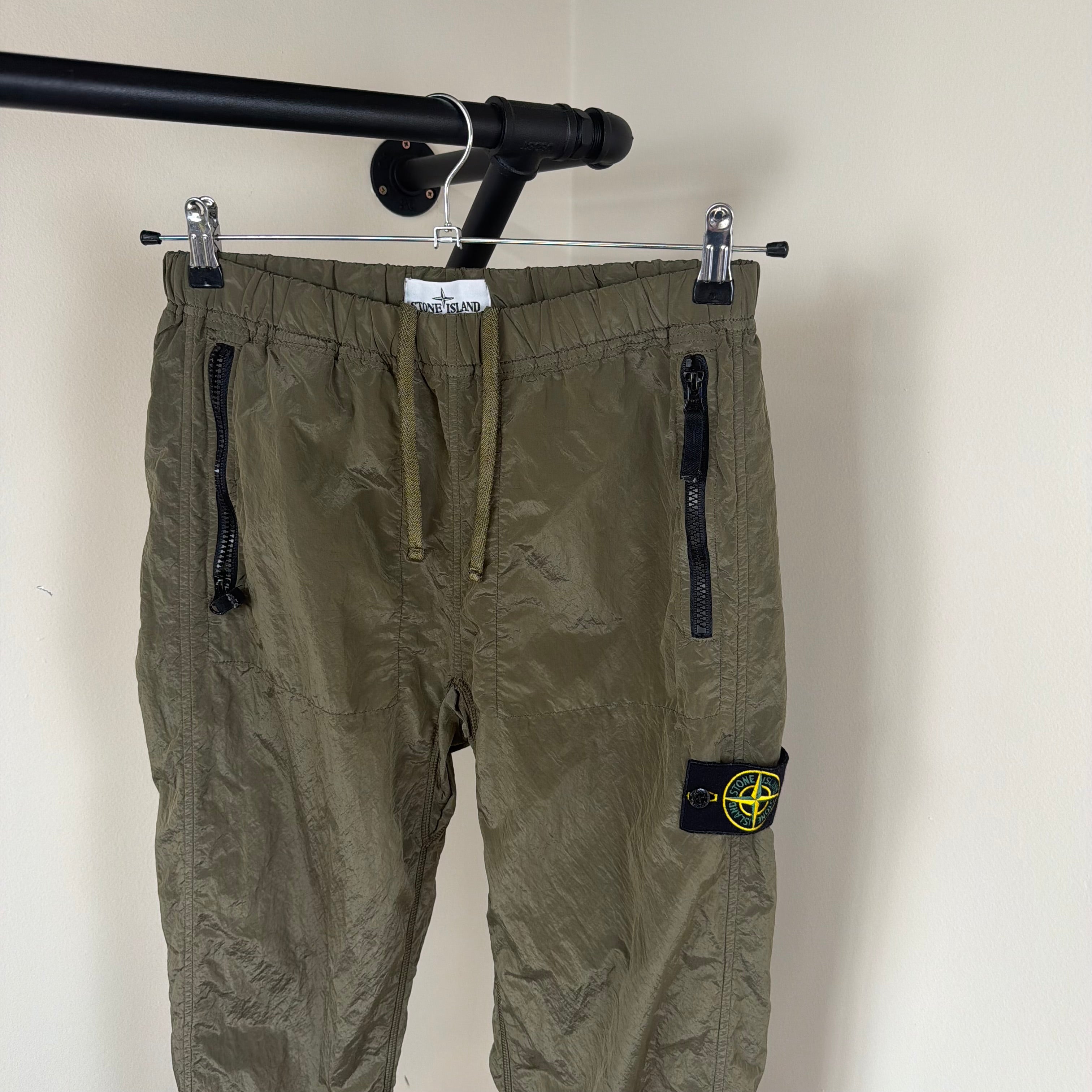Stone Island Khaki Nylon Cargo Pants - Small