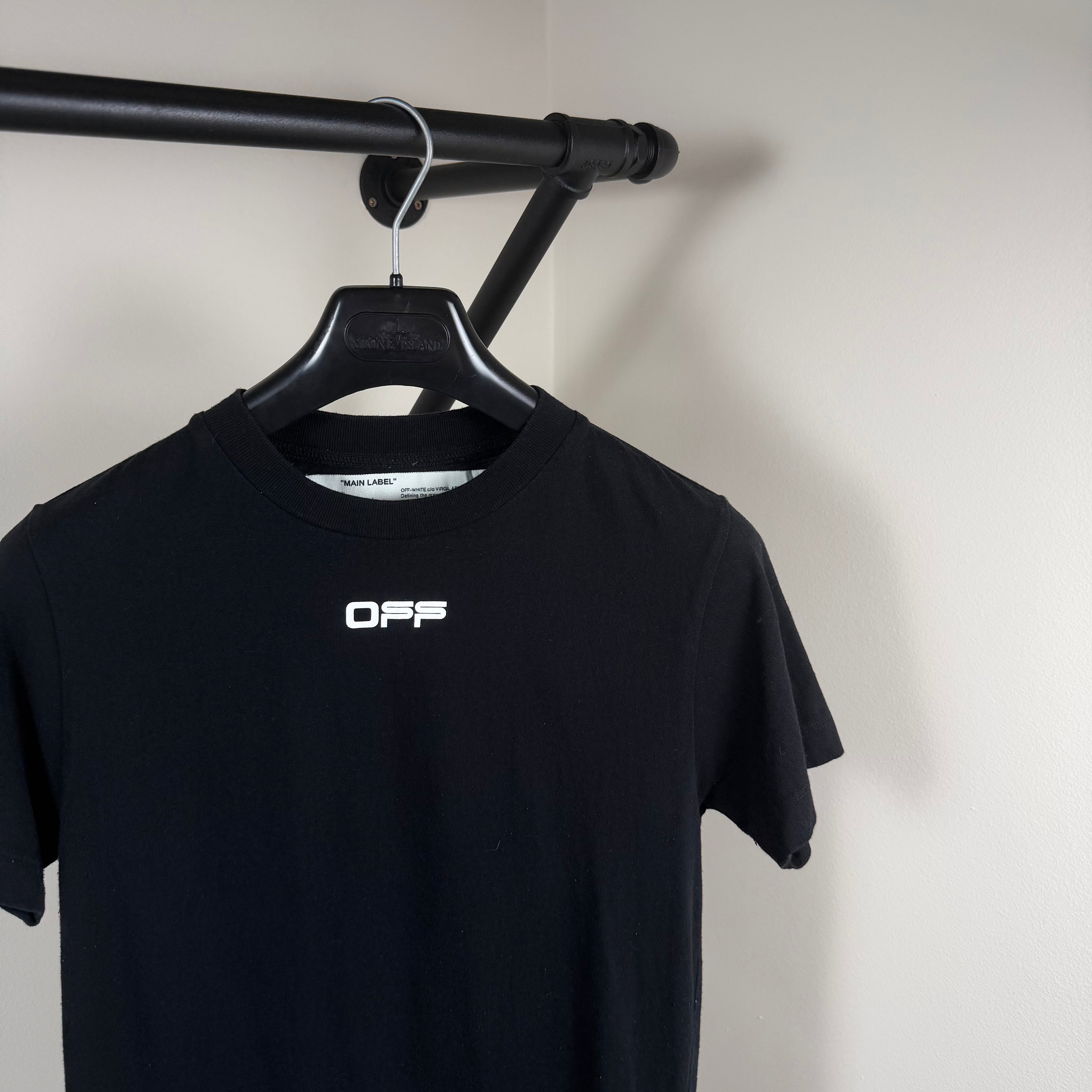 Off White Tape Cross T-Shirt - XS 17.5’’
