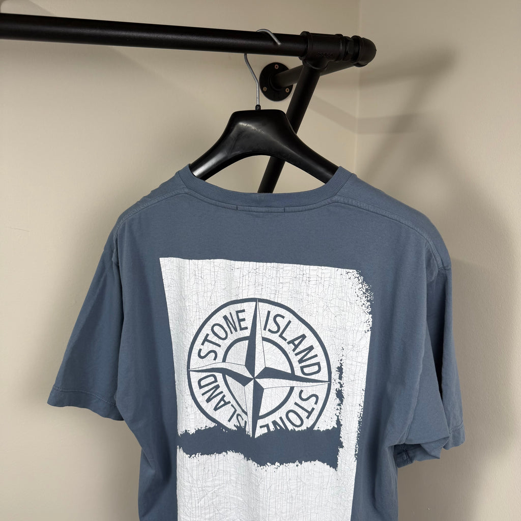 Stone Island Blue Graphic T-Shirt - Large 22’’
