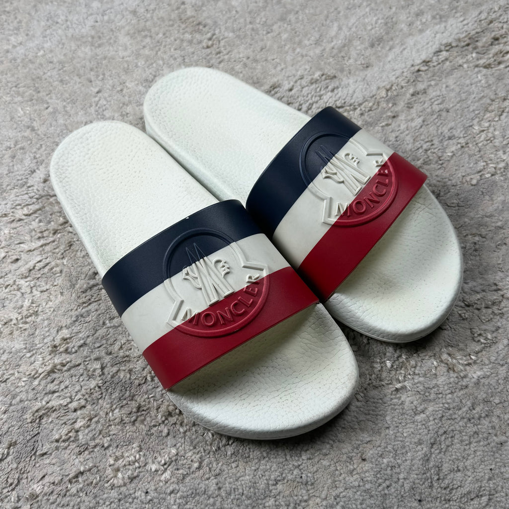 Moncler Stripe Logo White Slider’s - 8UK
