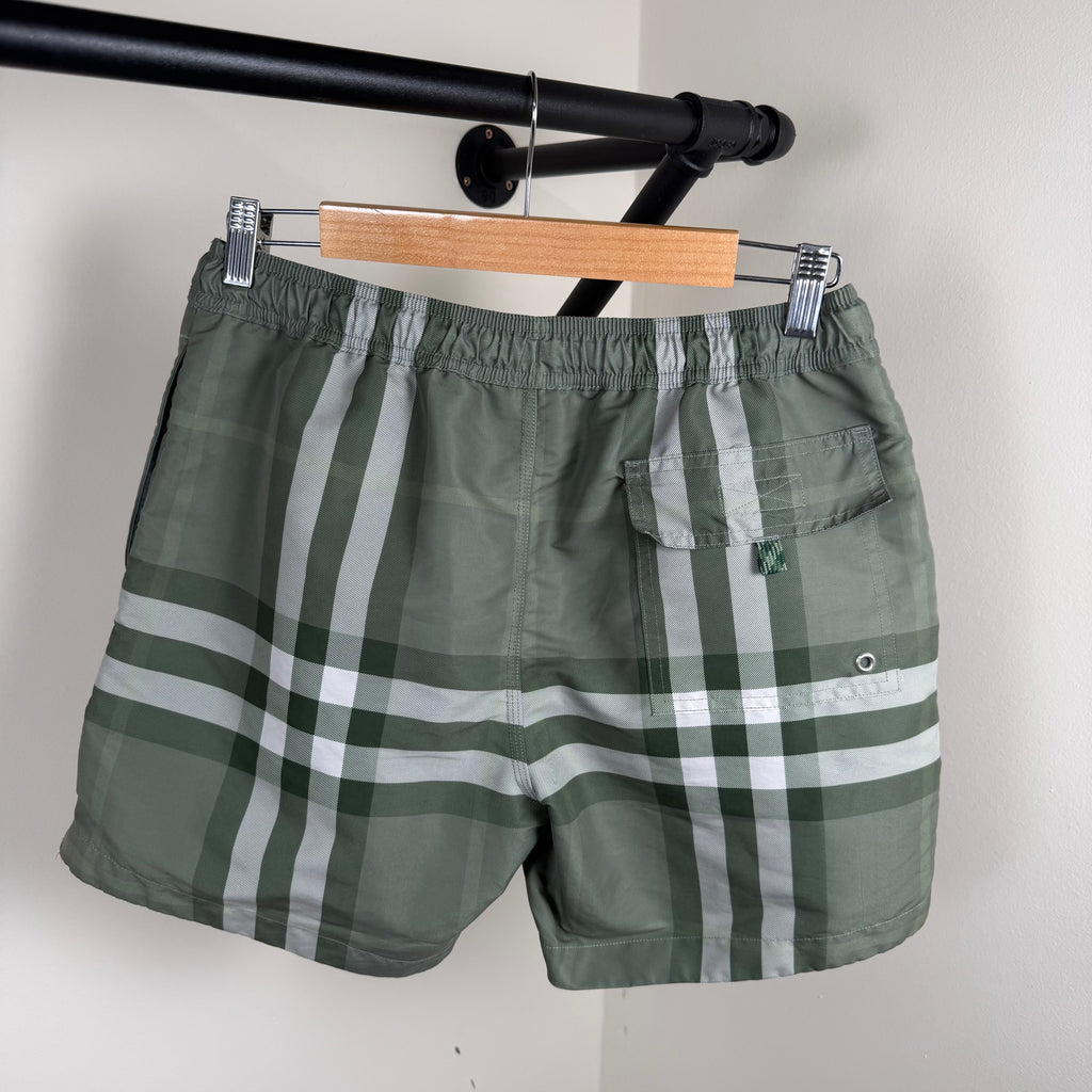 Burberry Green Check Swimming Shorts - Small