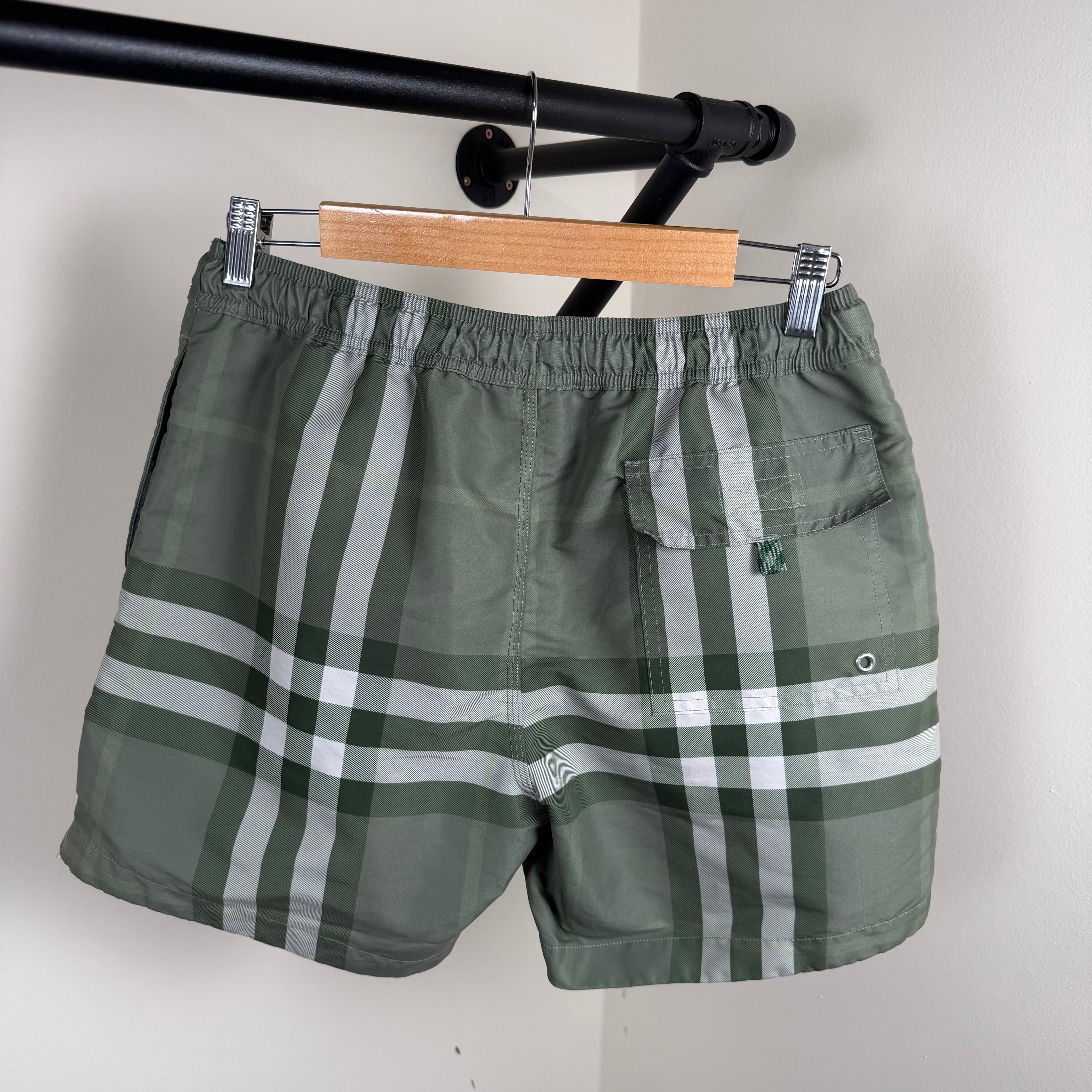 Burberry Green Check Swimming Shorts - Small