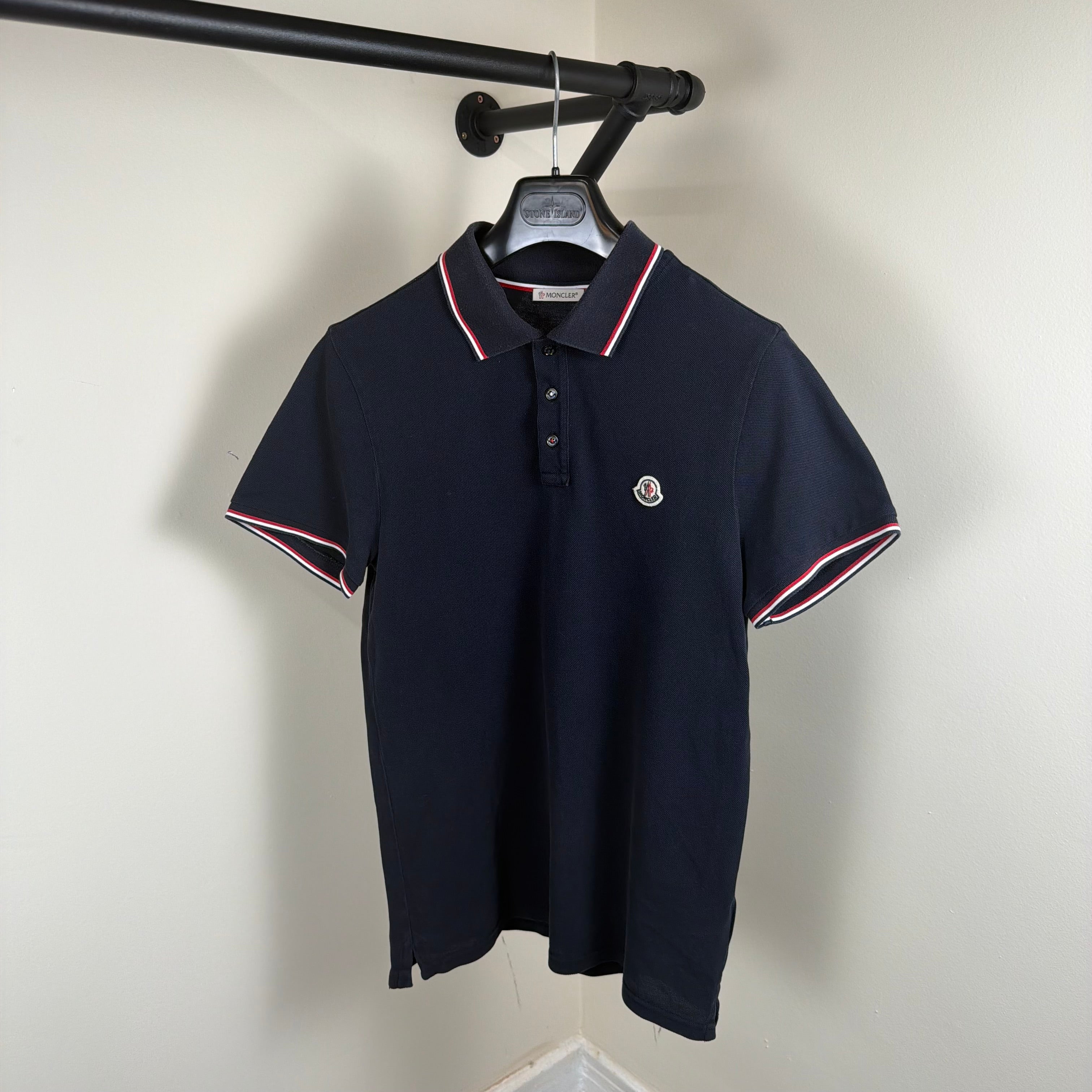 Moncler Navy Polo Shirt - Small 18.5’’