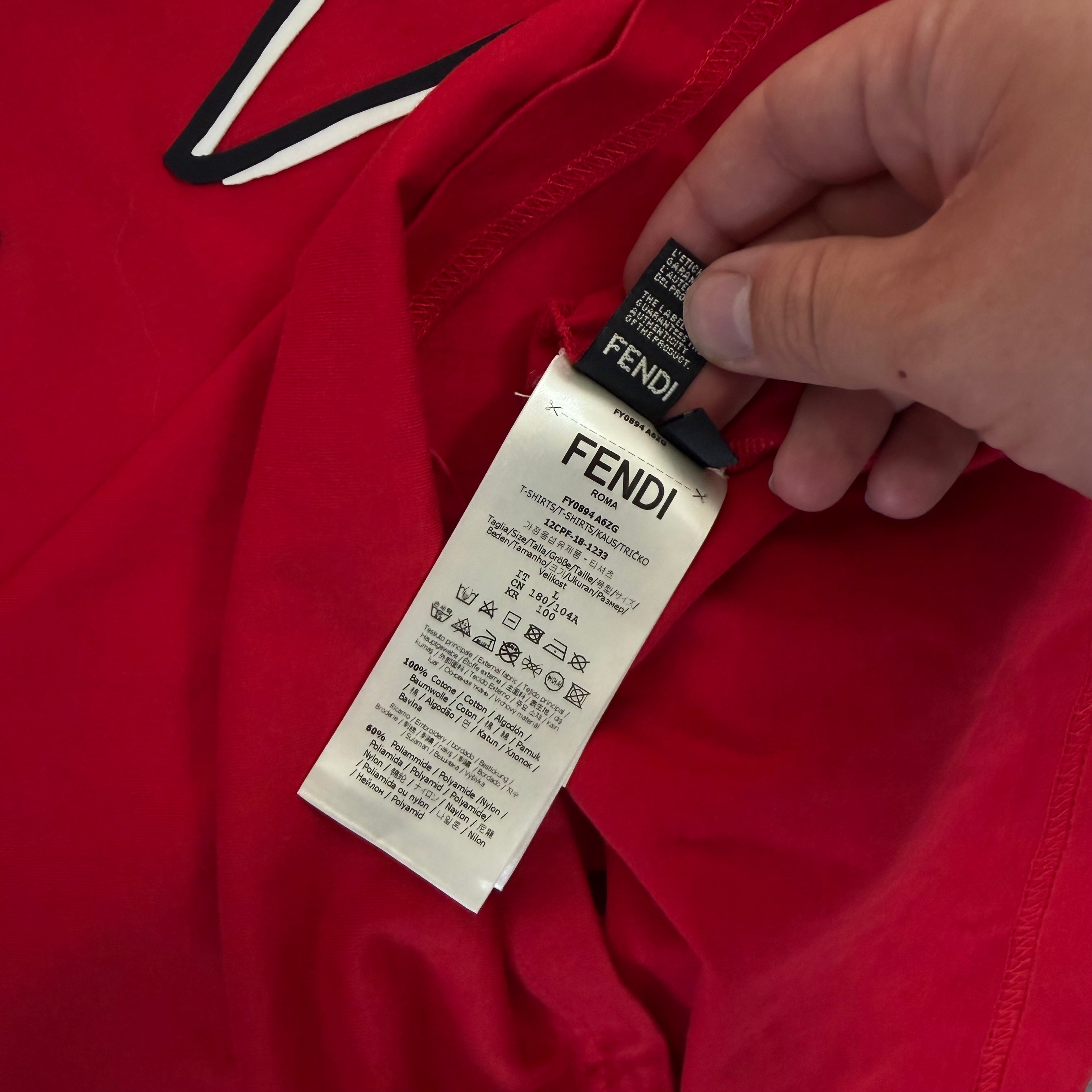 Fendi Bug Eye Red T-Shirt - Medium 19’’