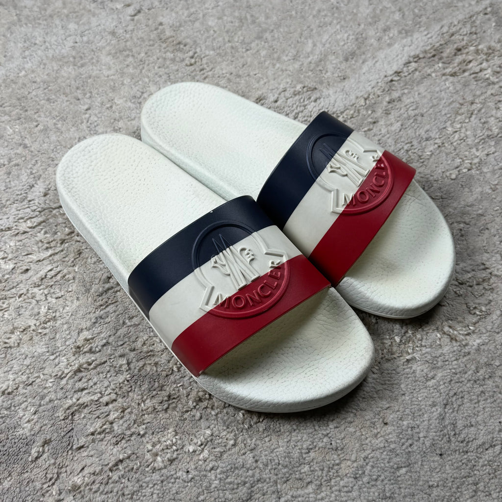 Moncler Stripe Logo White Slider’s - 8UK