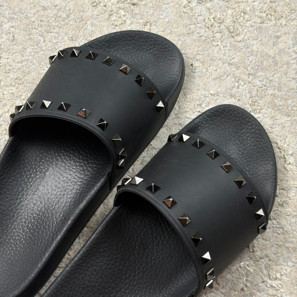 Valentino RockStud Black Sliders -9UK
