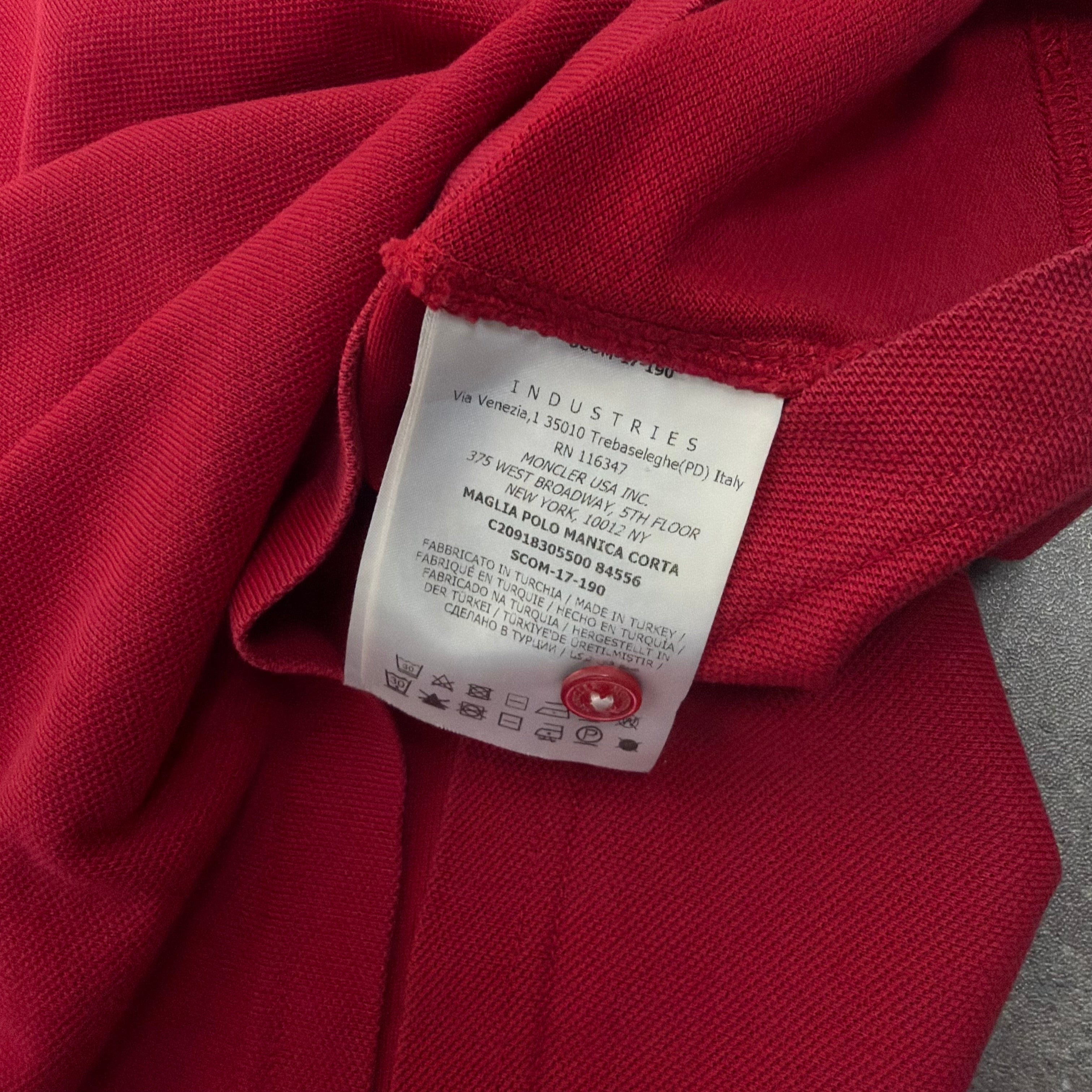 Moncler Short Sleeve Polo Shirt Red - Medium 20.5’’