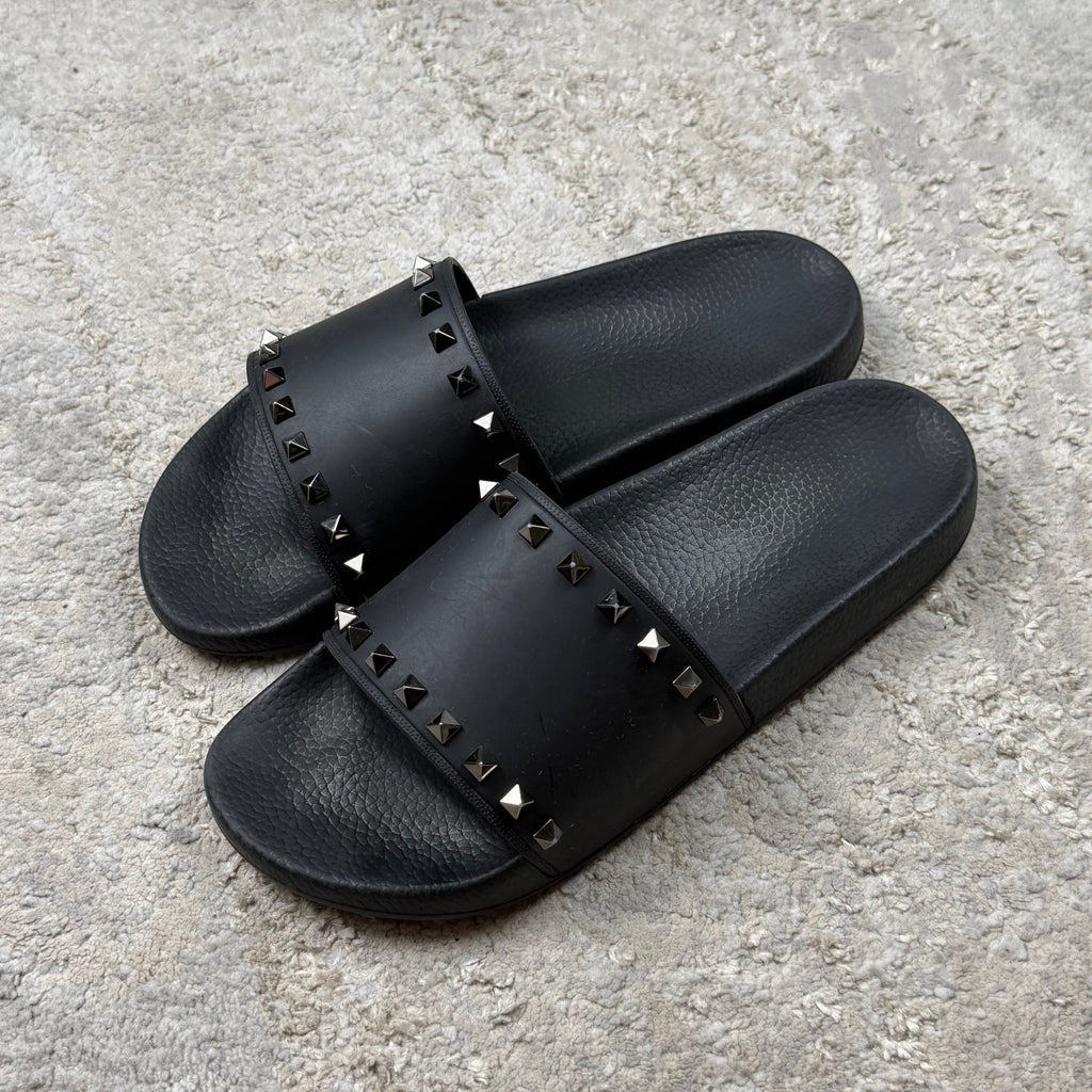 Valentino RockStud Black Sliders -9UK
