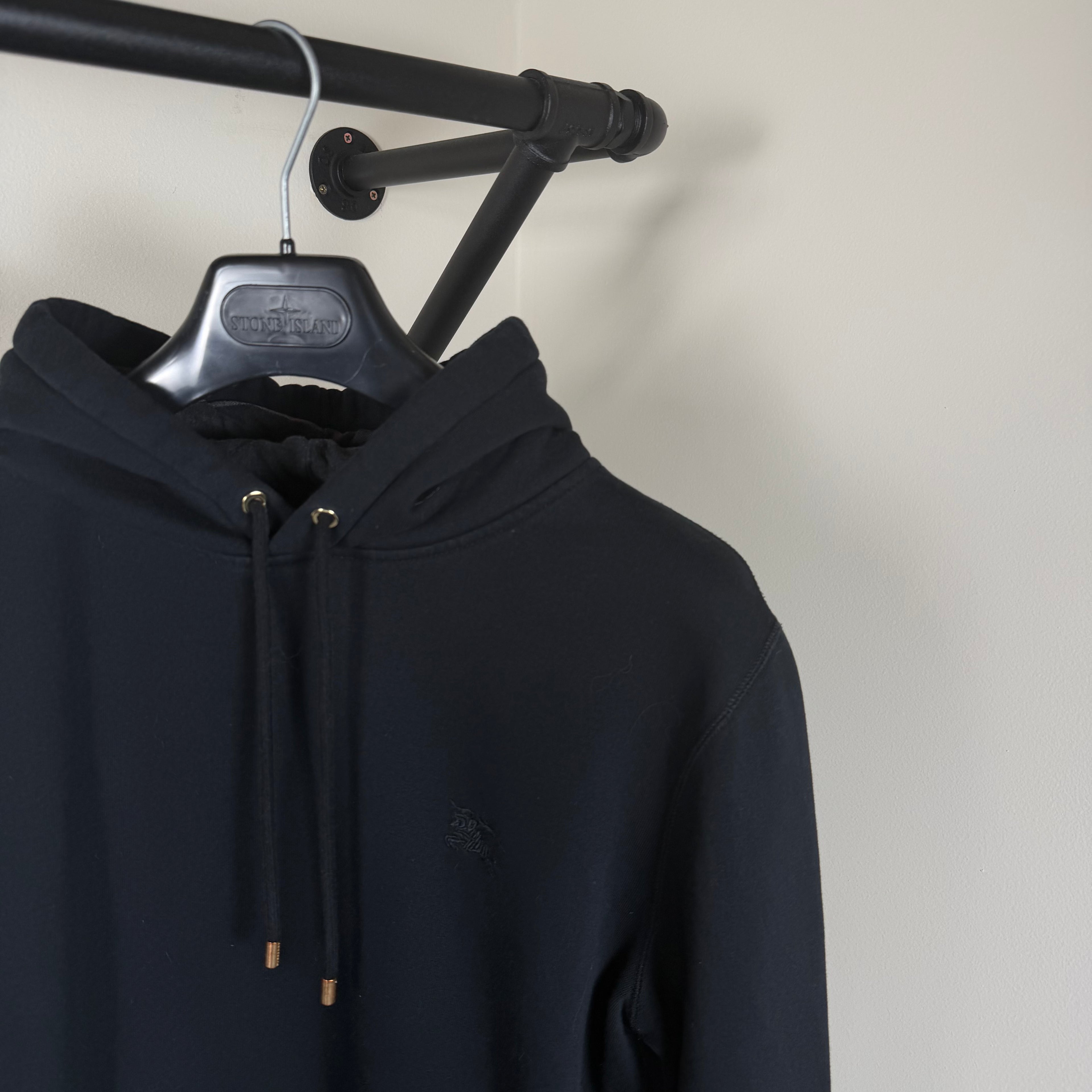 Burberry Navy Check Hood Hoodie - Medium 22.5’’