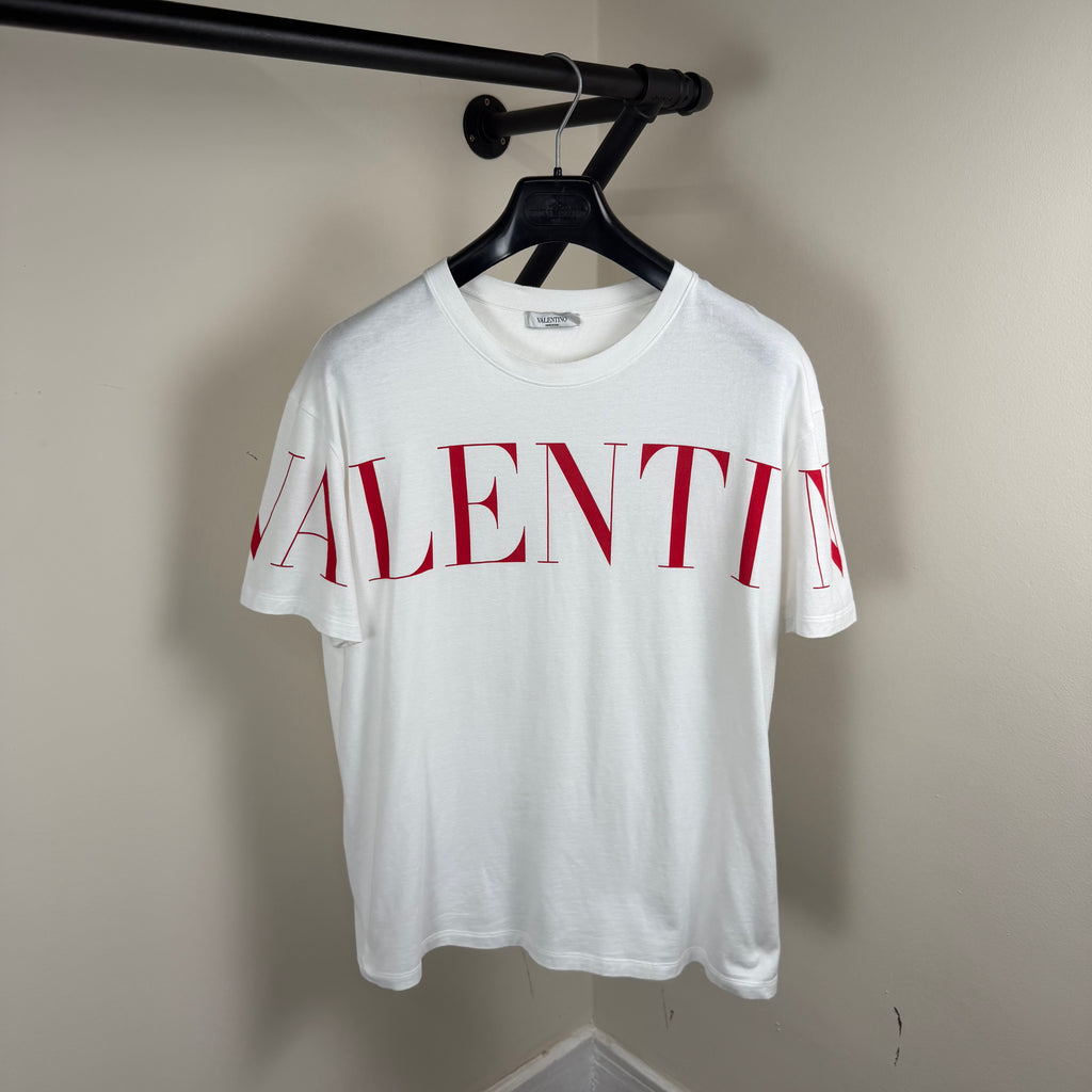 Valentino Garavani Spellout White T-Shirt - Large 21.5’’