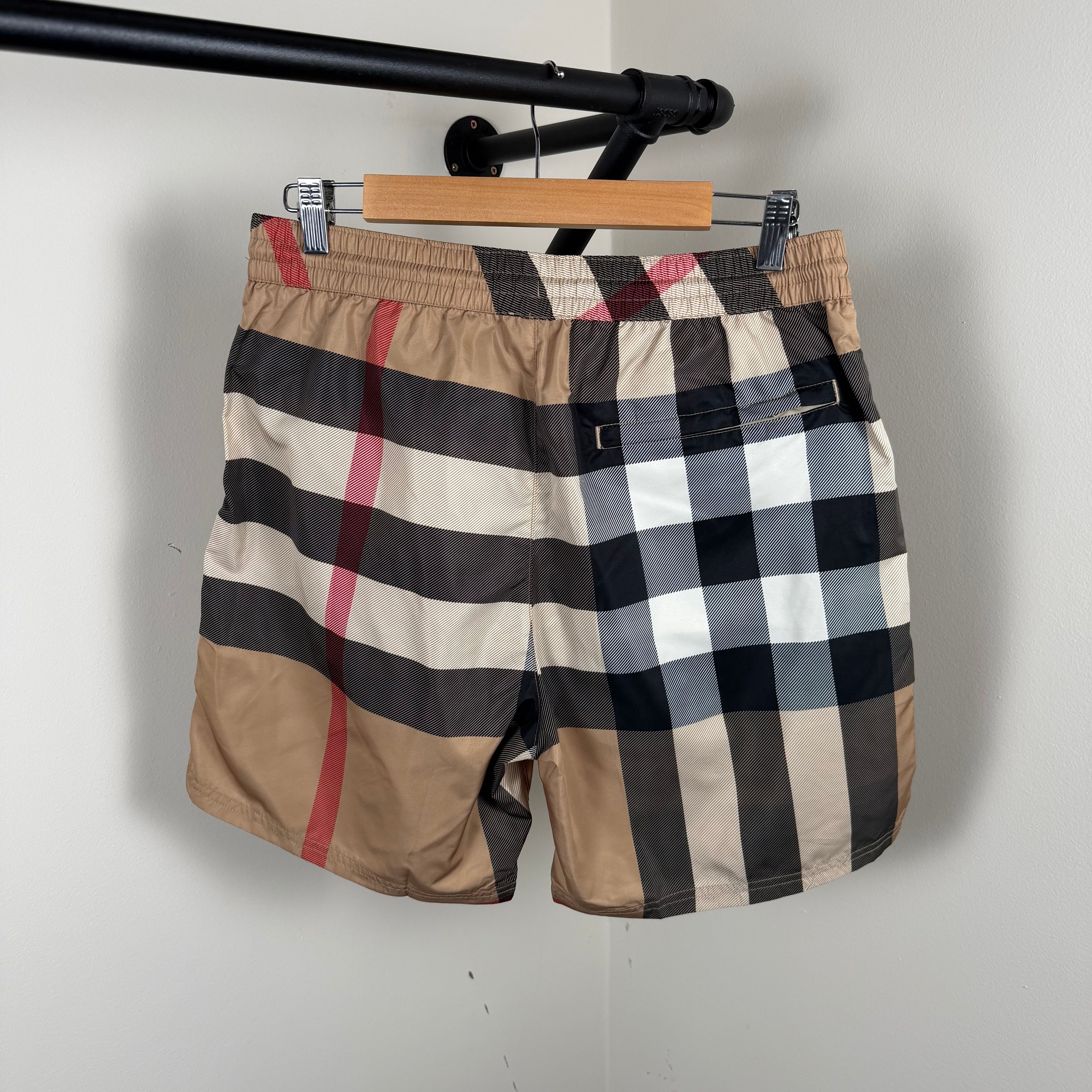 Burberry Biege Check Swimming Shorts - Large