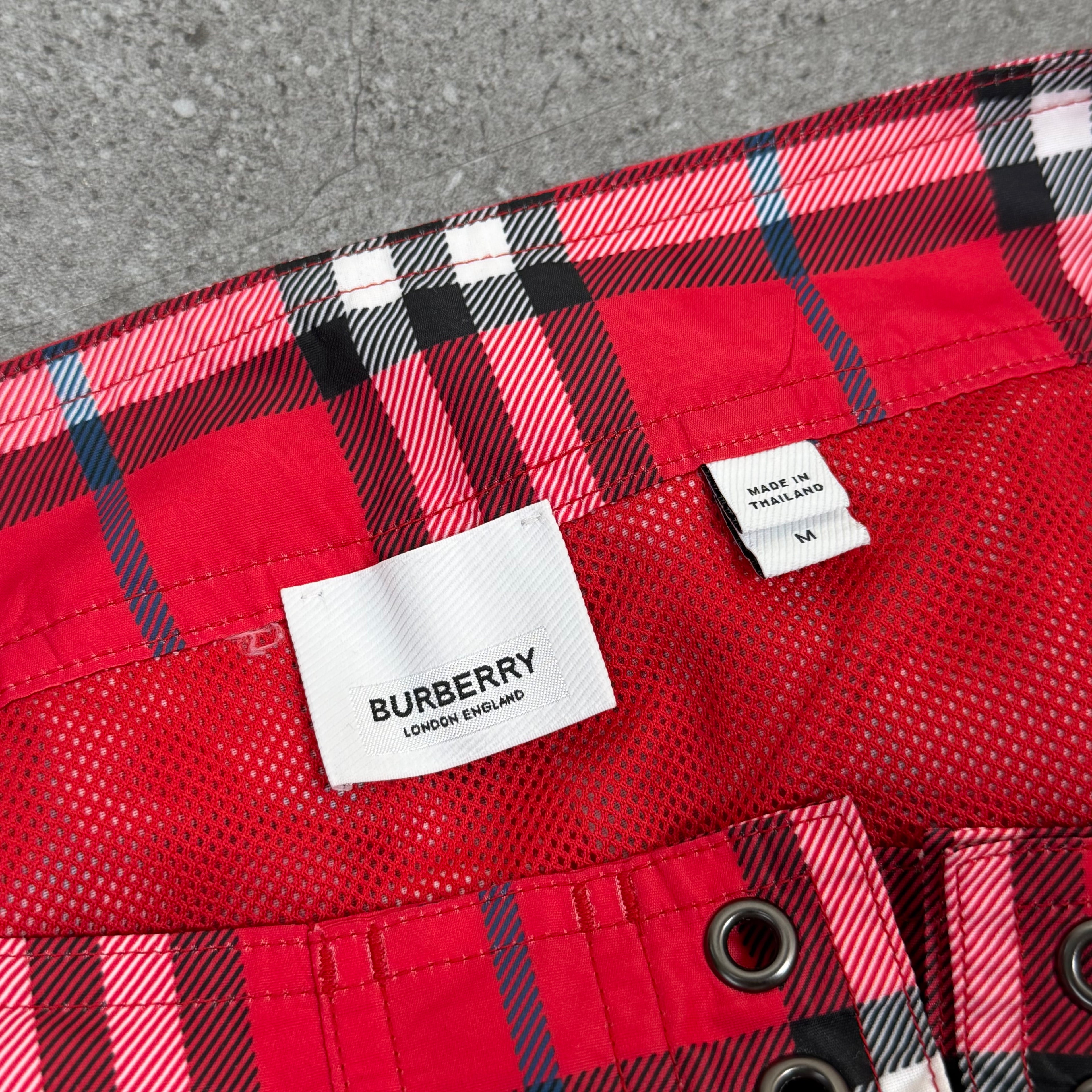 Burberry Red Check Swimming Shorts - Large