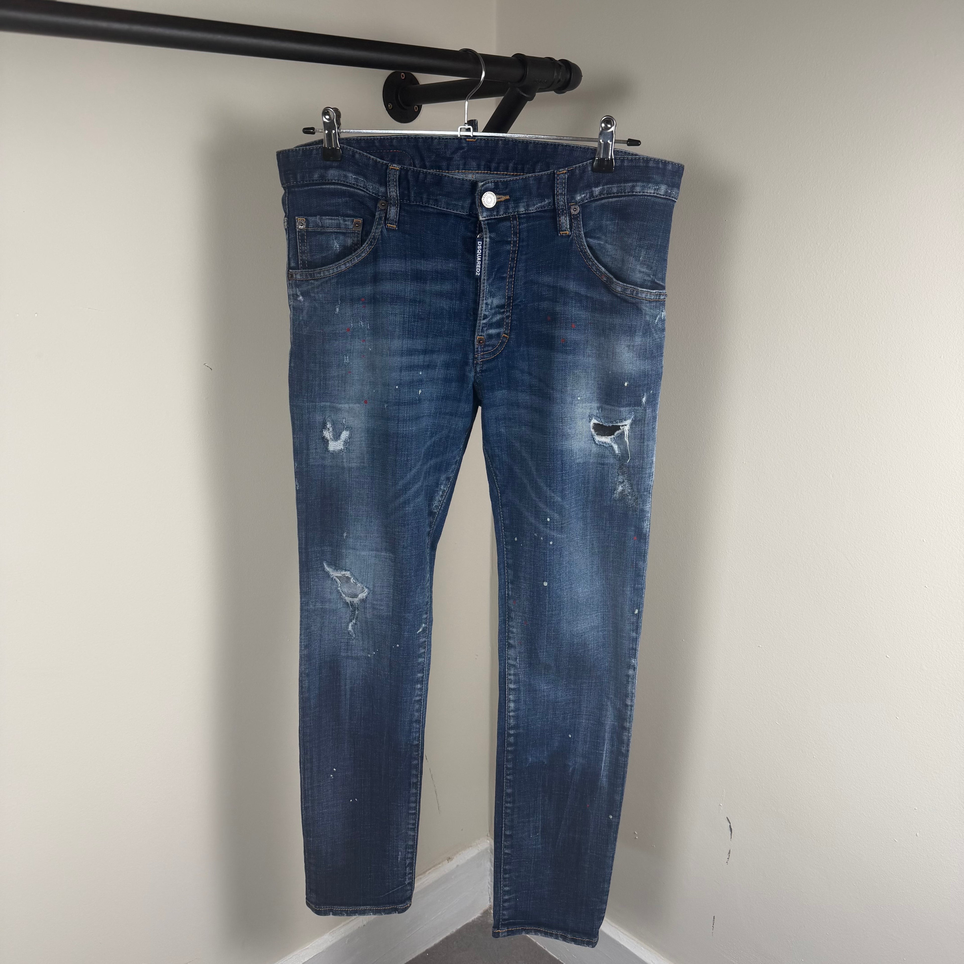 Dsqaured2 Blue Splatter Jeans - 34w