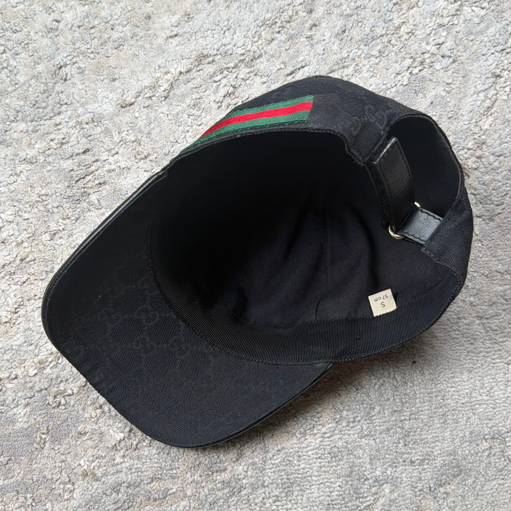 Gucci Black Monogram GG Baseball Cap - Small (57cm)