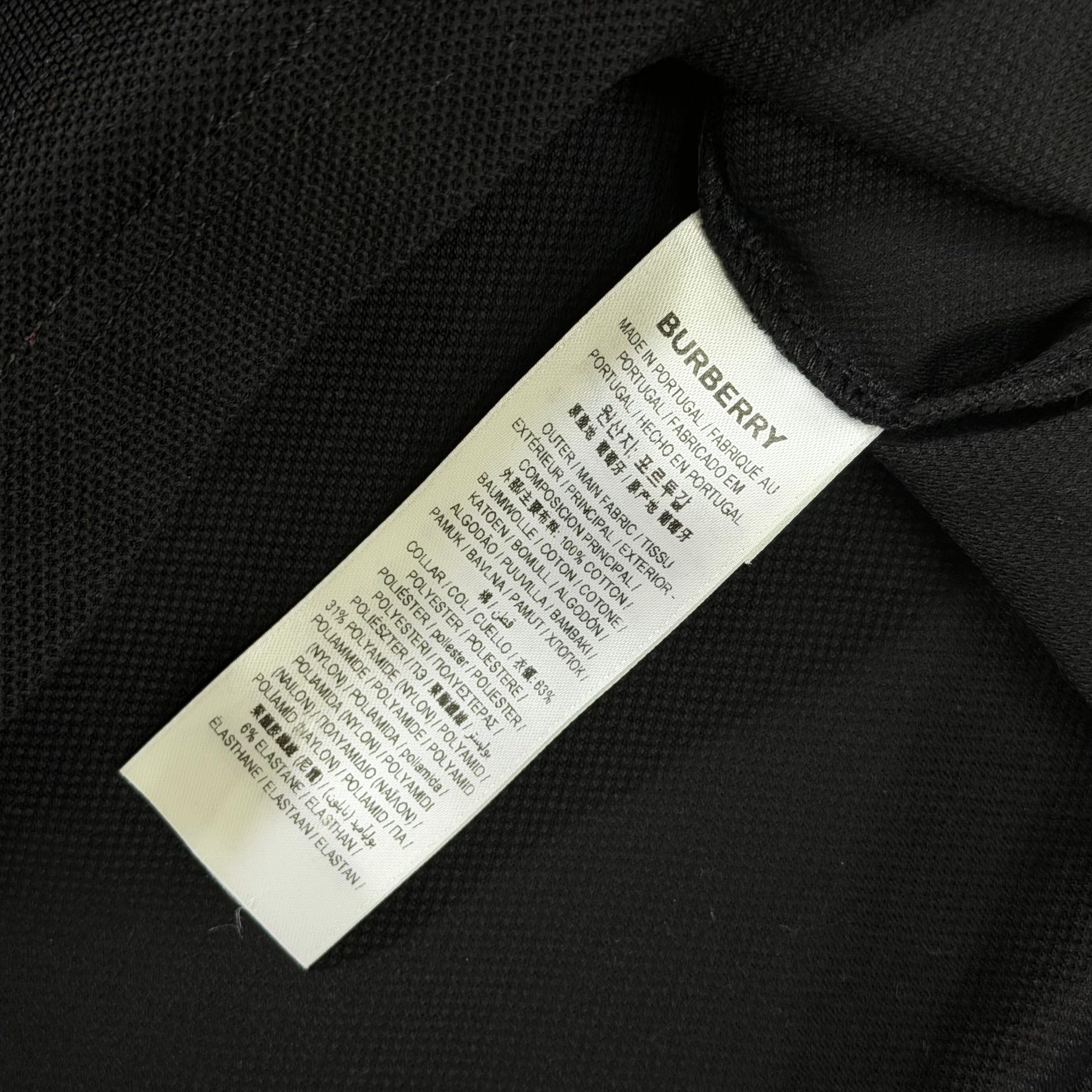 Burberry Black Check Collar Polo Shirt - Medium 19’’