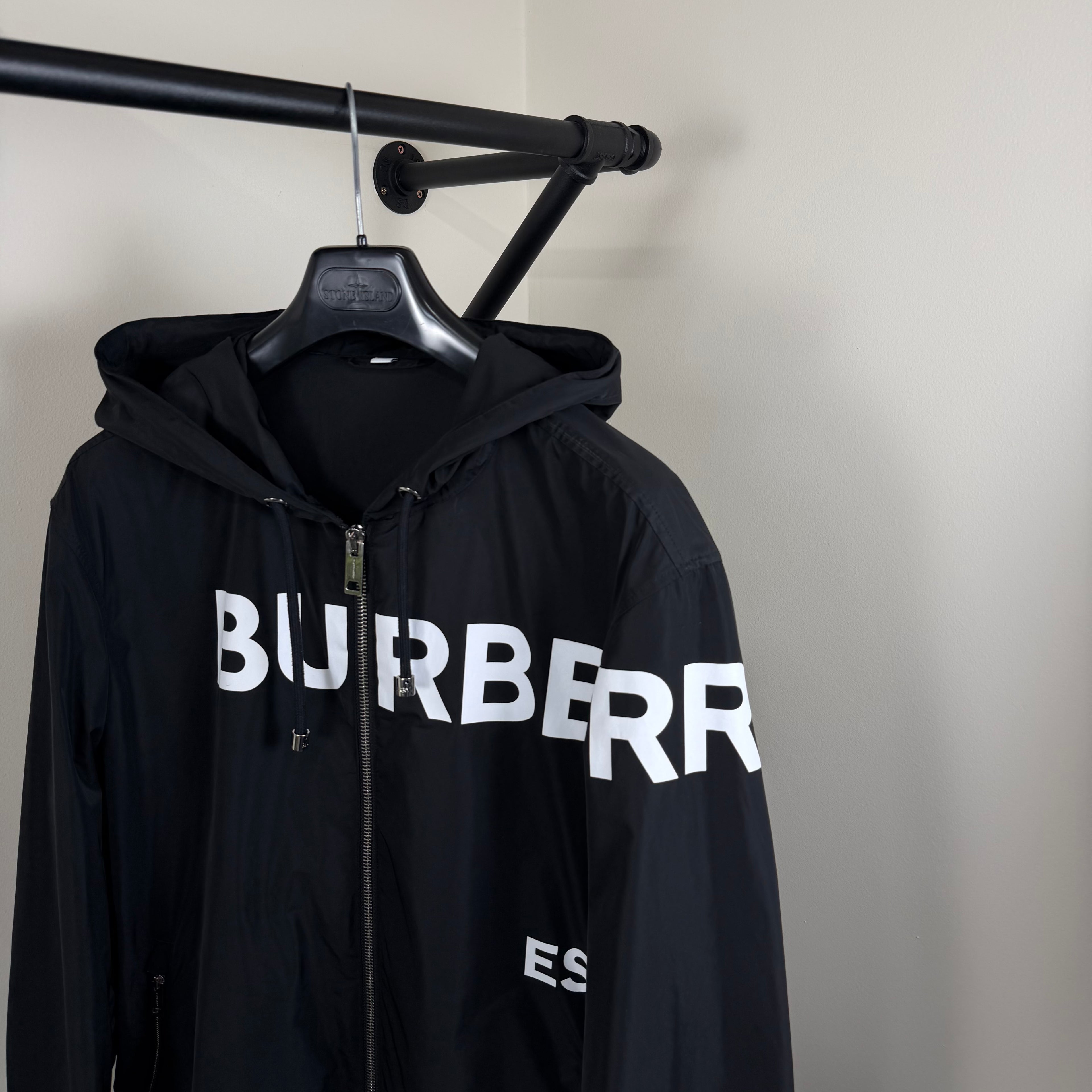 Burberry Horseferry Black Windbreaker - XL 25.5’’