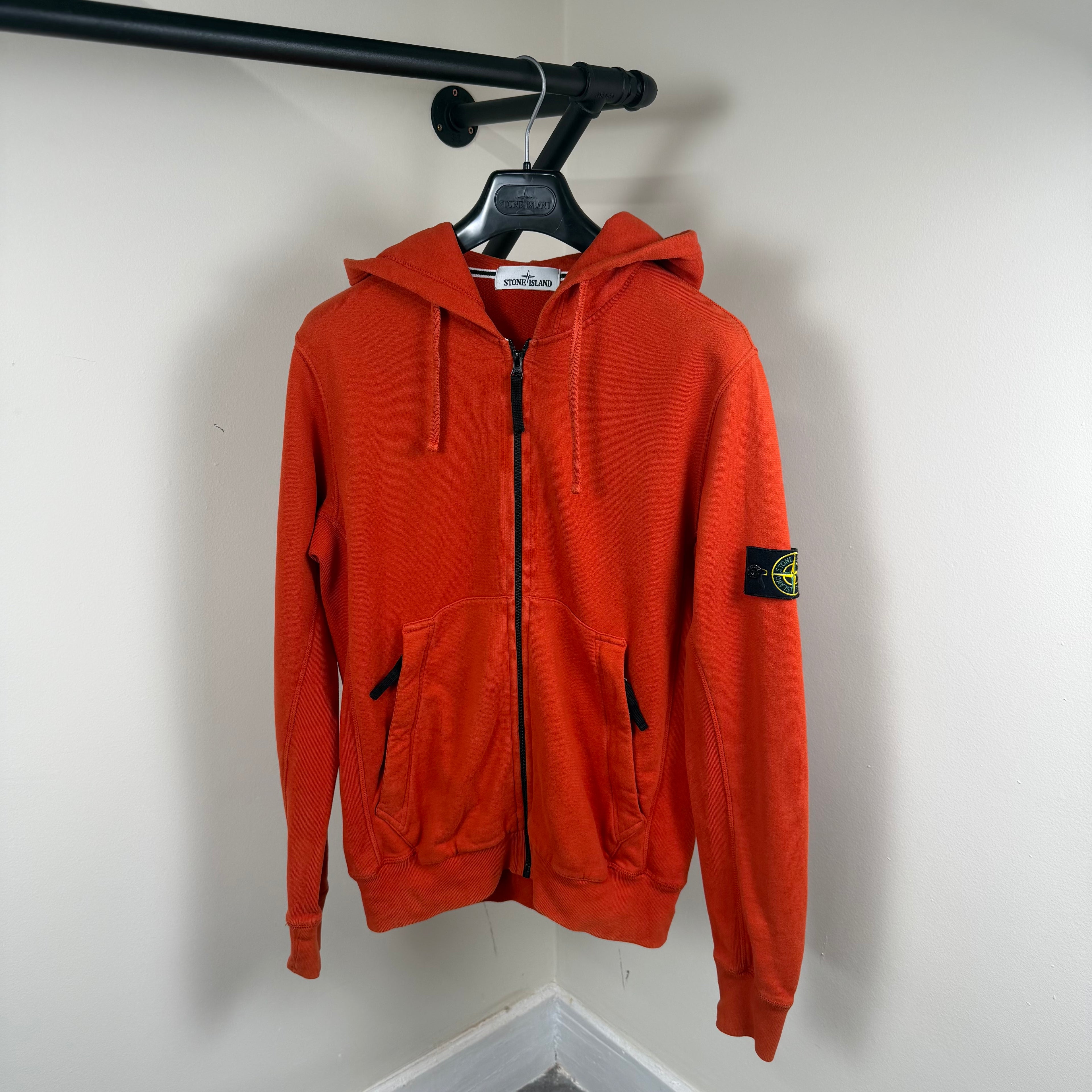 Stone Island Orange Zip Up Hoodie - Medium 21’’