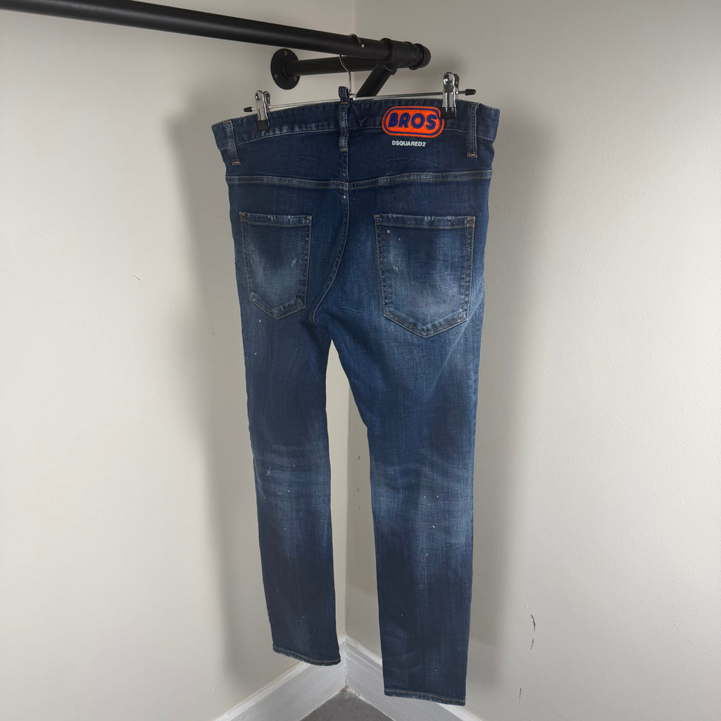 Dsqaured2 Blue Splatter Jeans - 34w