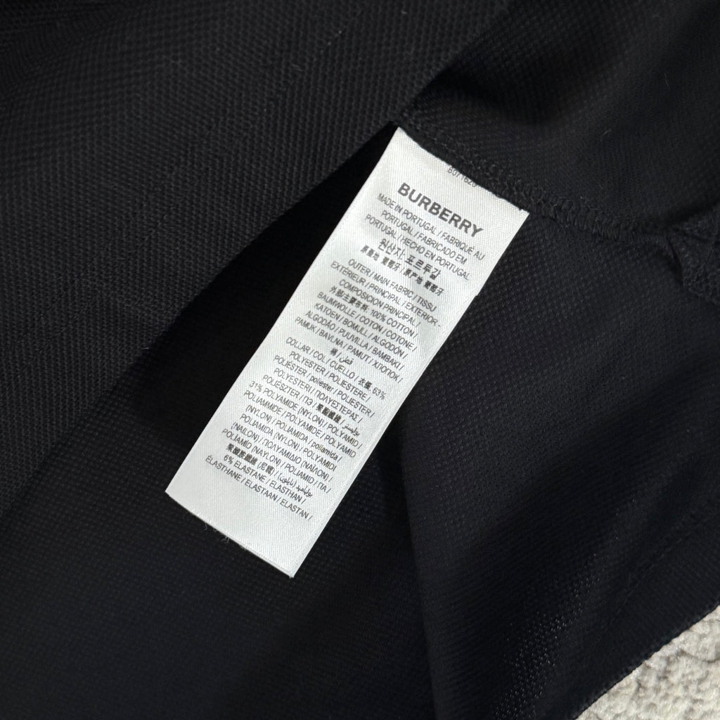 Burberry Check Collar Polo Shirt Black - Large 20.5’’