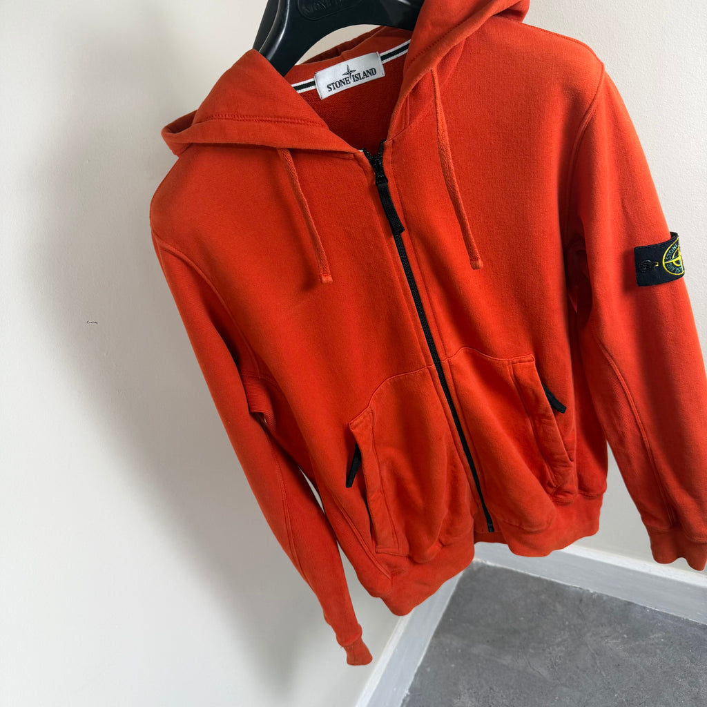 Stone Island Orange Zip Up Hoodie - Medium 21’’