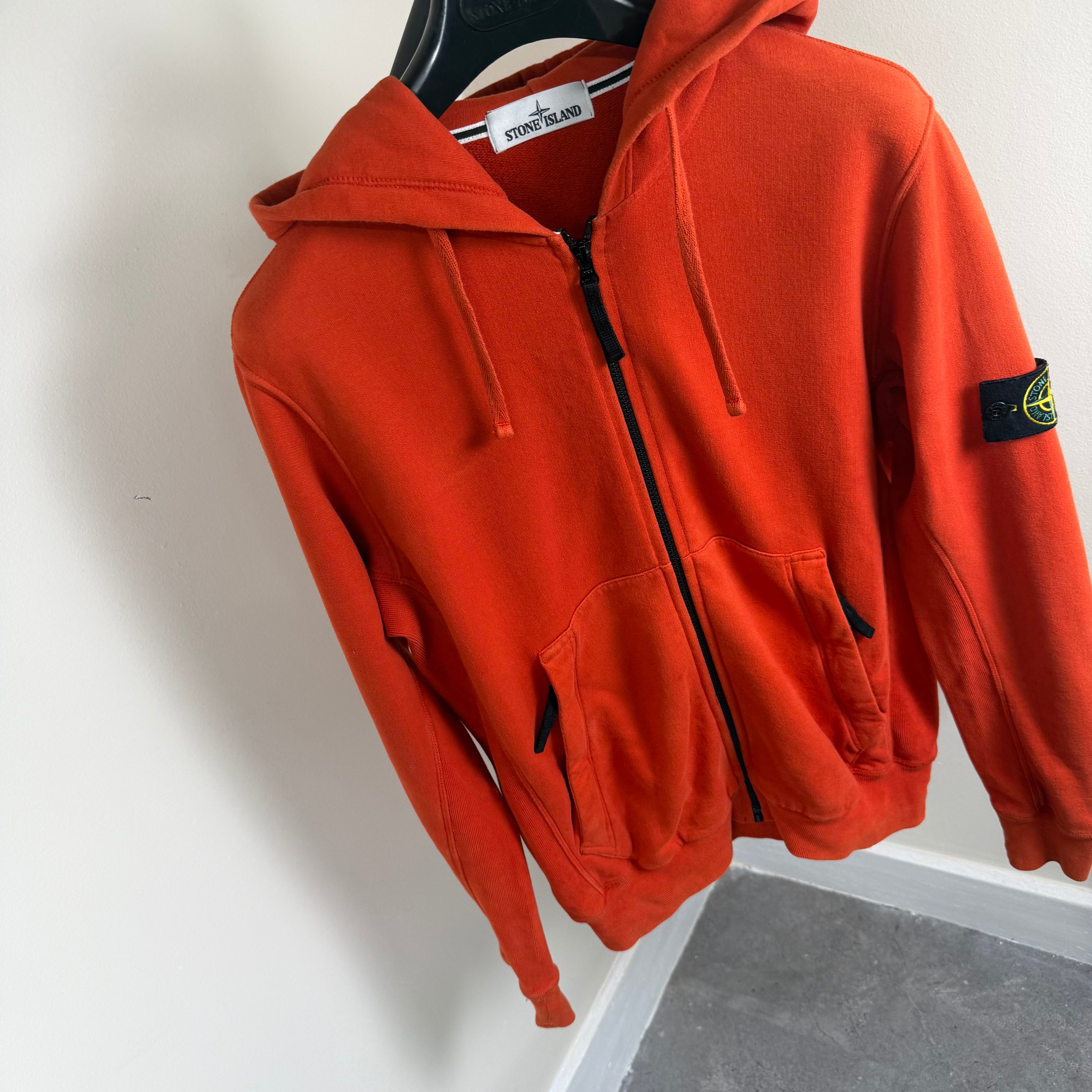 Stone Island Orange Zip Up Hoodie - Medium 21’’
