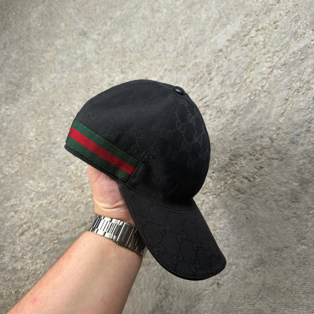 Gucci Black Monogram GG Baseball Cap - Small (57cm)