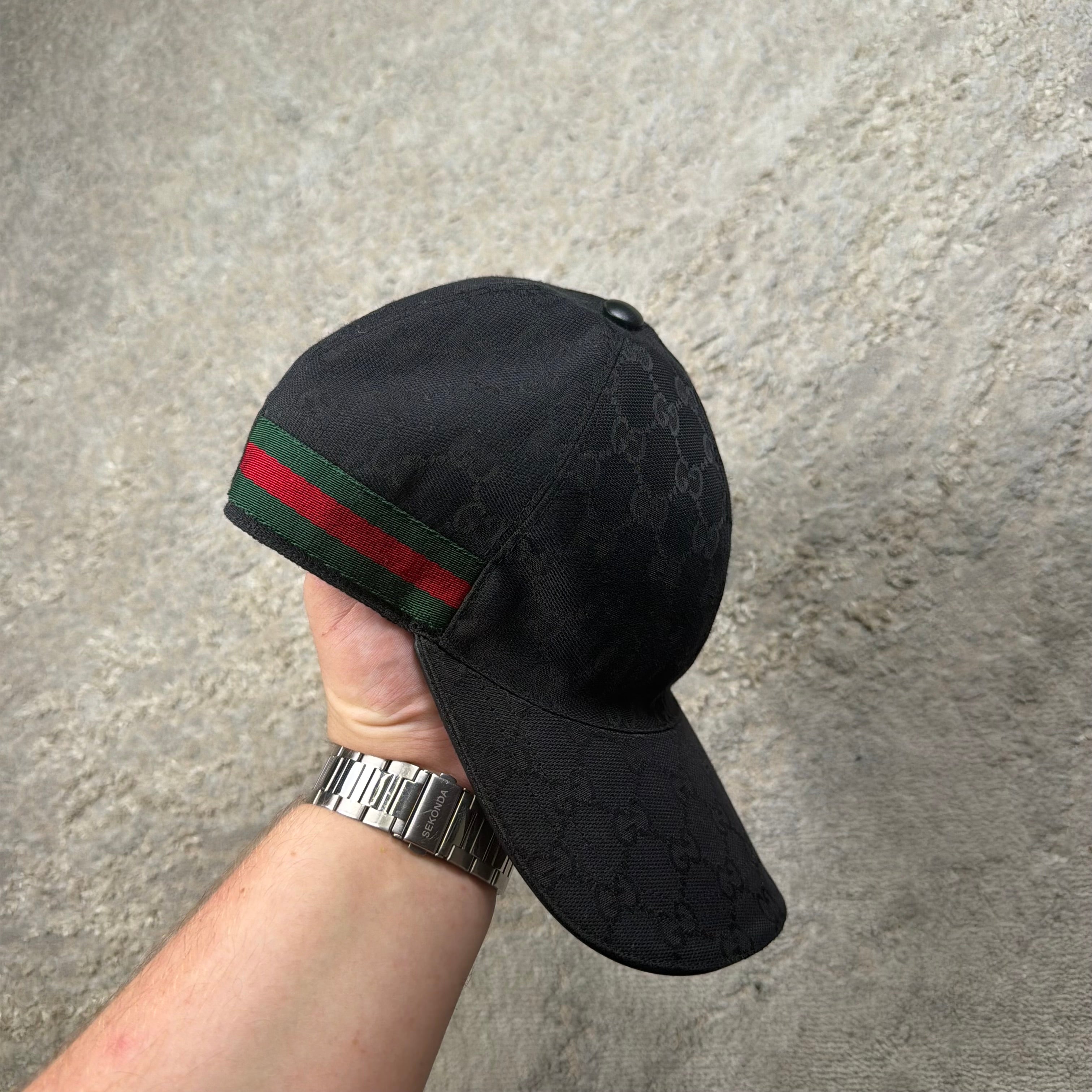 Gucci Black Monogram GG Baseball Cap - Small (57cm)