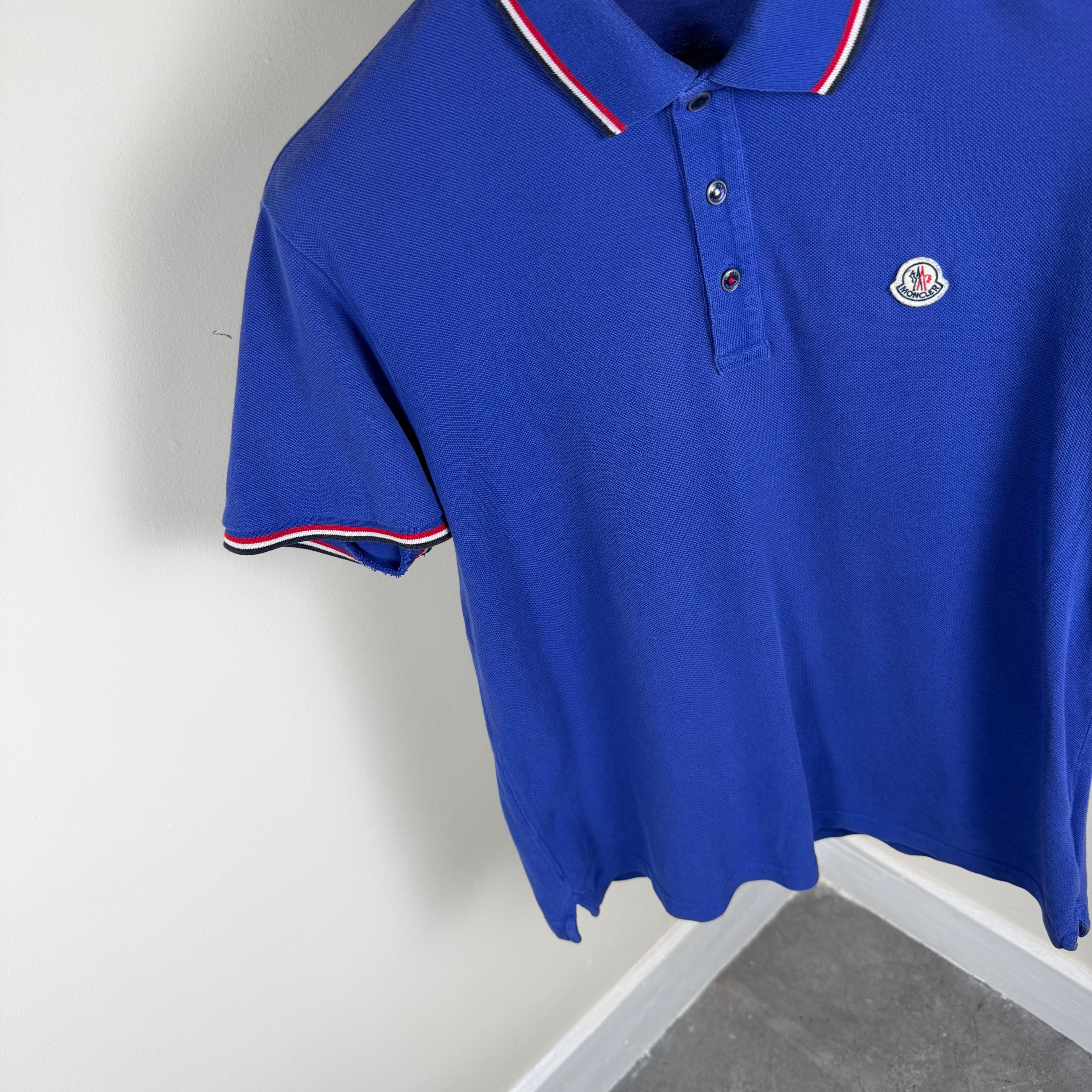 Moncler Blue Short Sleeve Polo Shirt - Medium 20’’