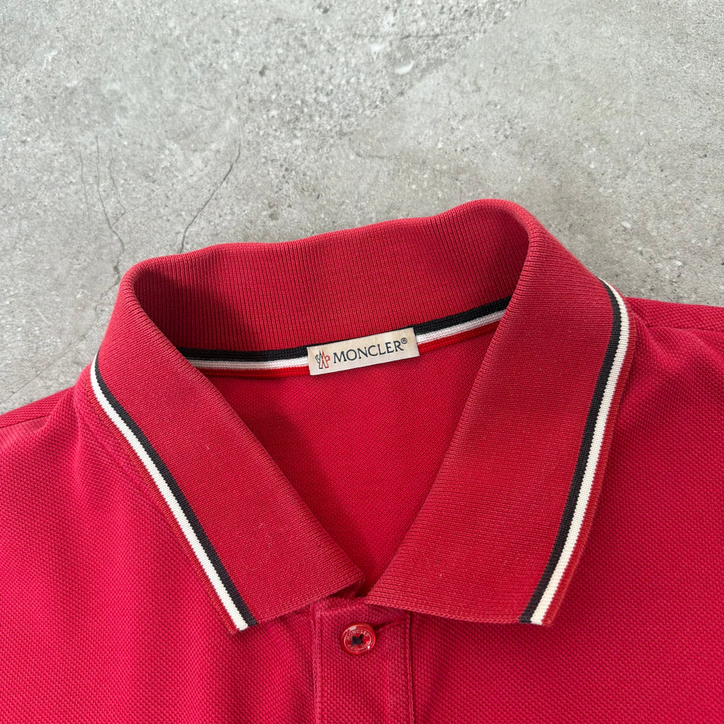 Moncler Short Sleeve Polo Shirt Red - Medium 20.5’’