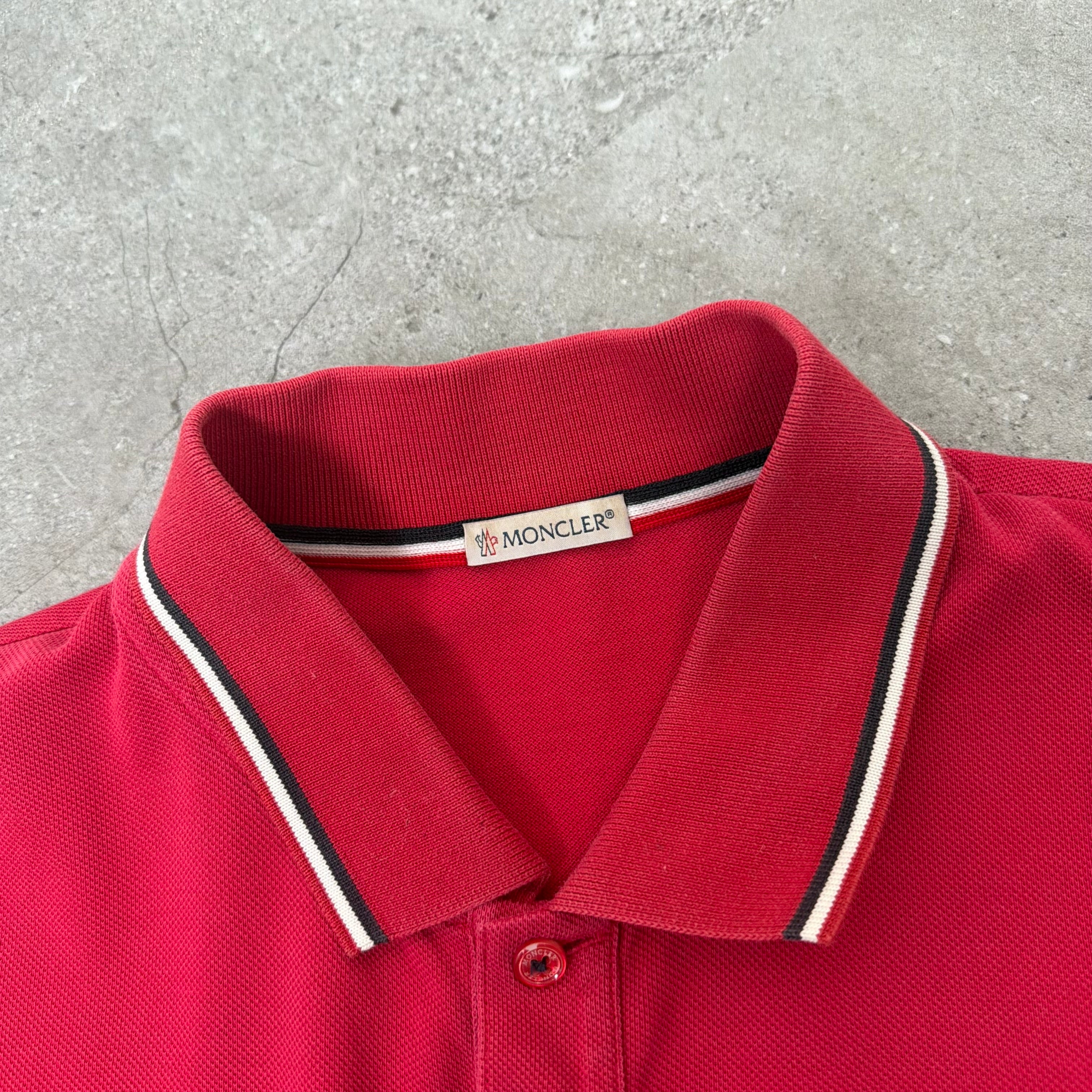 Moncler Short Sleeve Polo Shirt Red - Medium 20.5’’