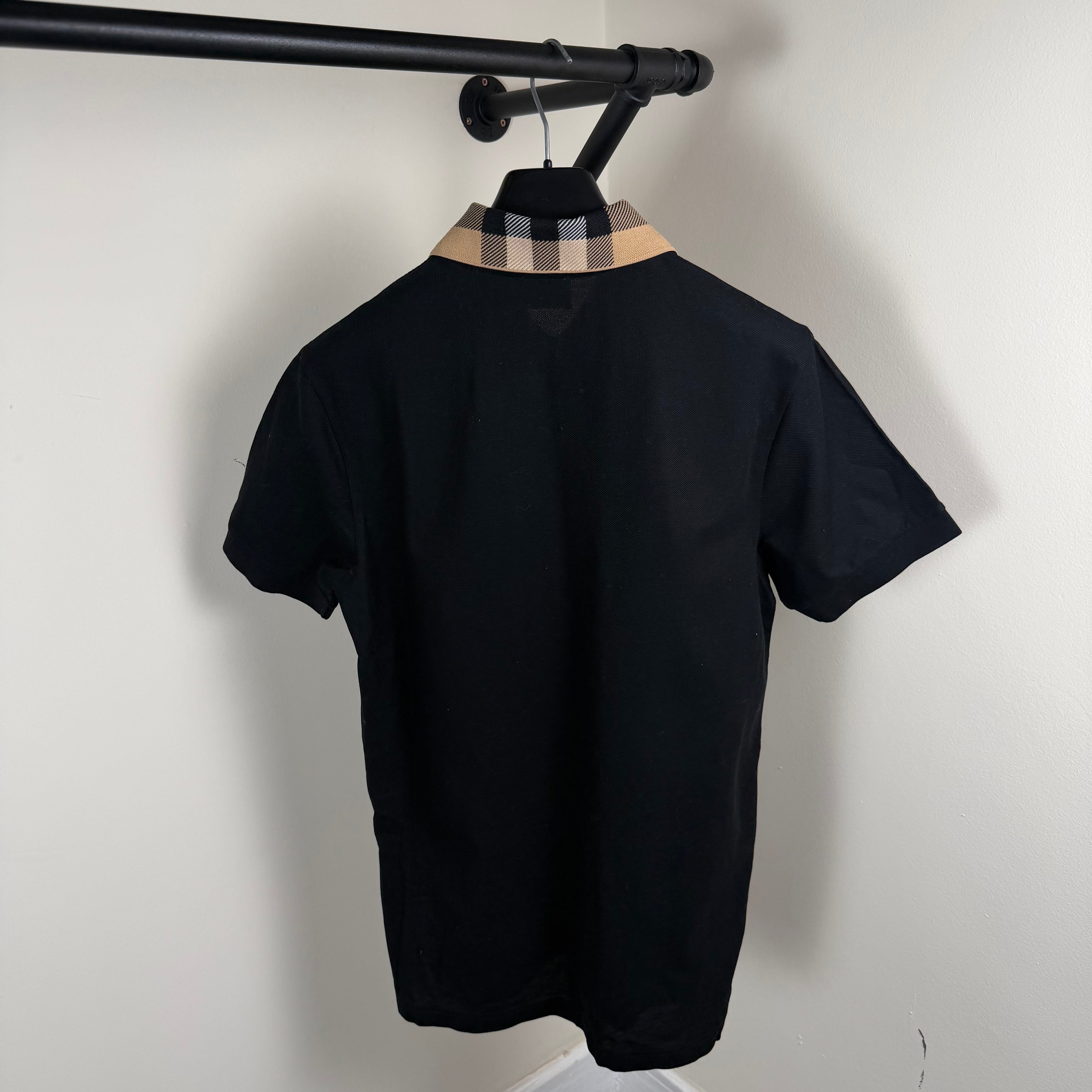 Burberry Check Collor Polo Shirt Black - Medium 20’’