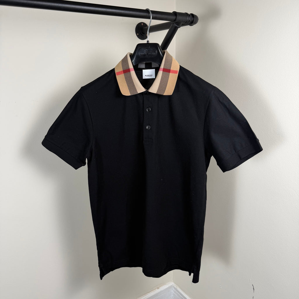 Burberry Check Collor Polo Shirt Black - Medium 20’’