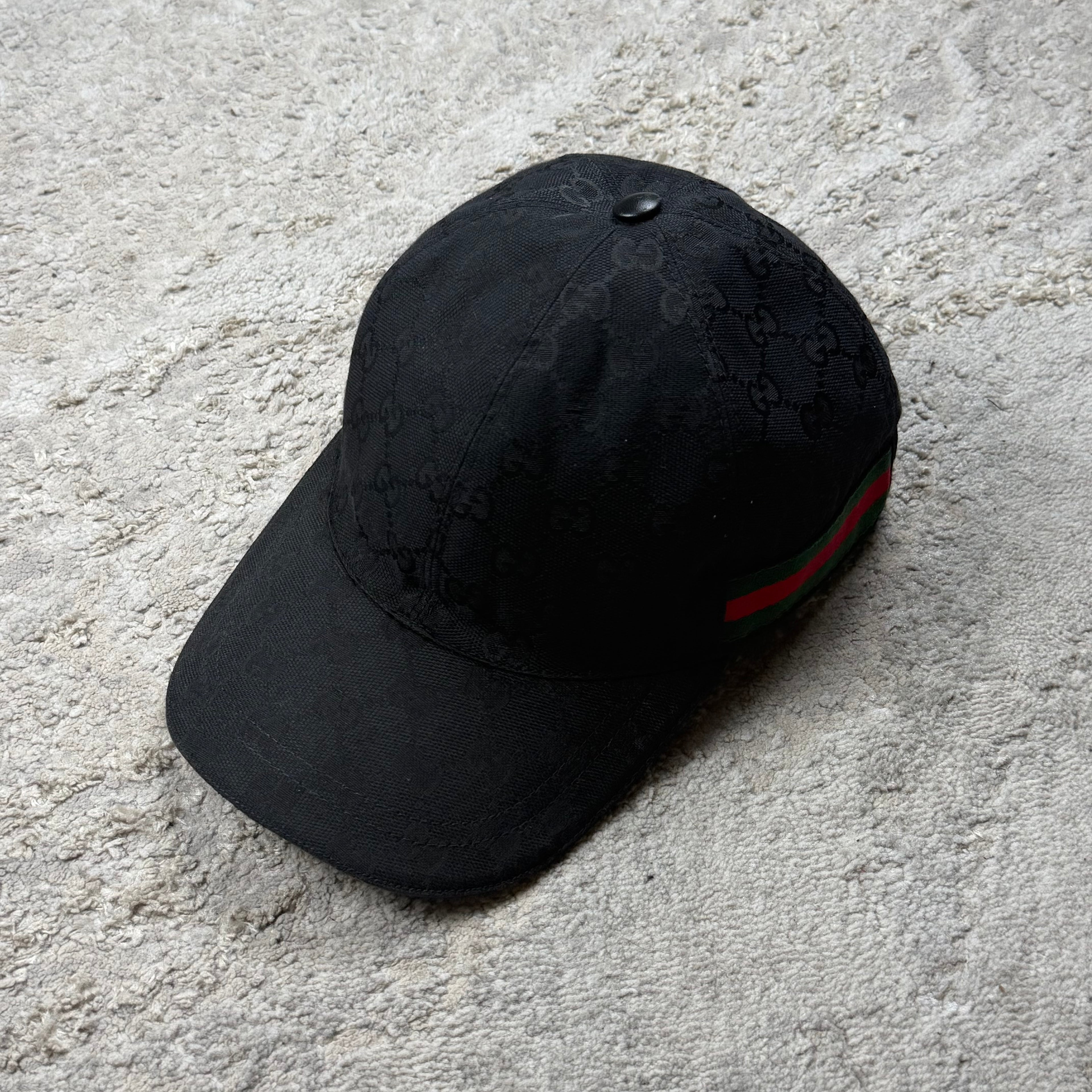Gucci Black Monogram GG Baseball Cap - Small (57cm)
