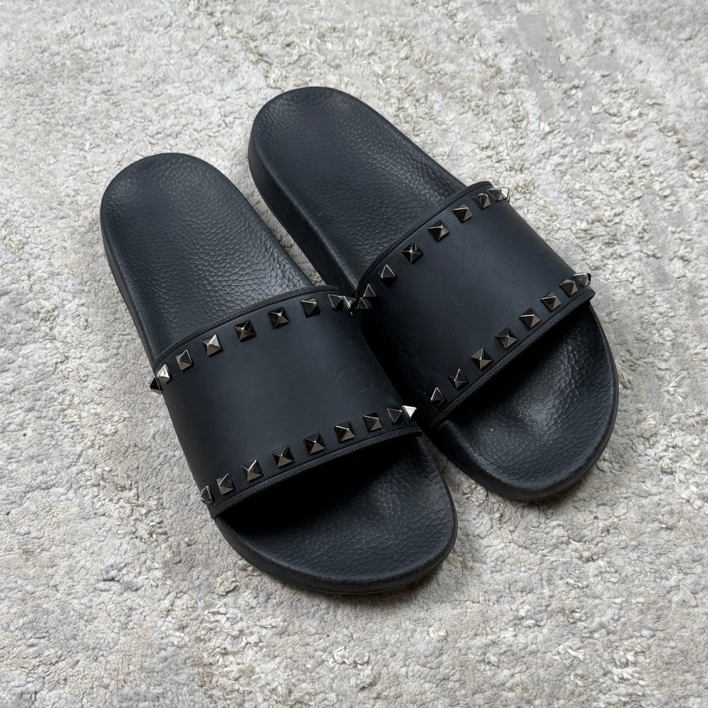 Valentino RockStud Black Sliders -9UK