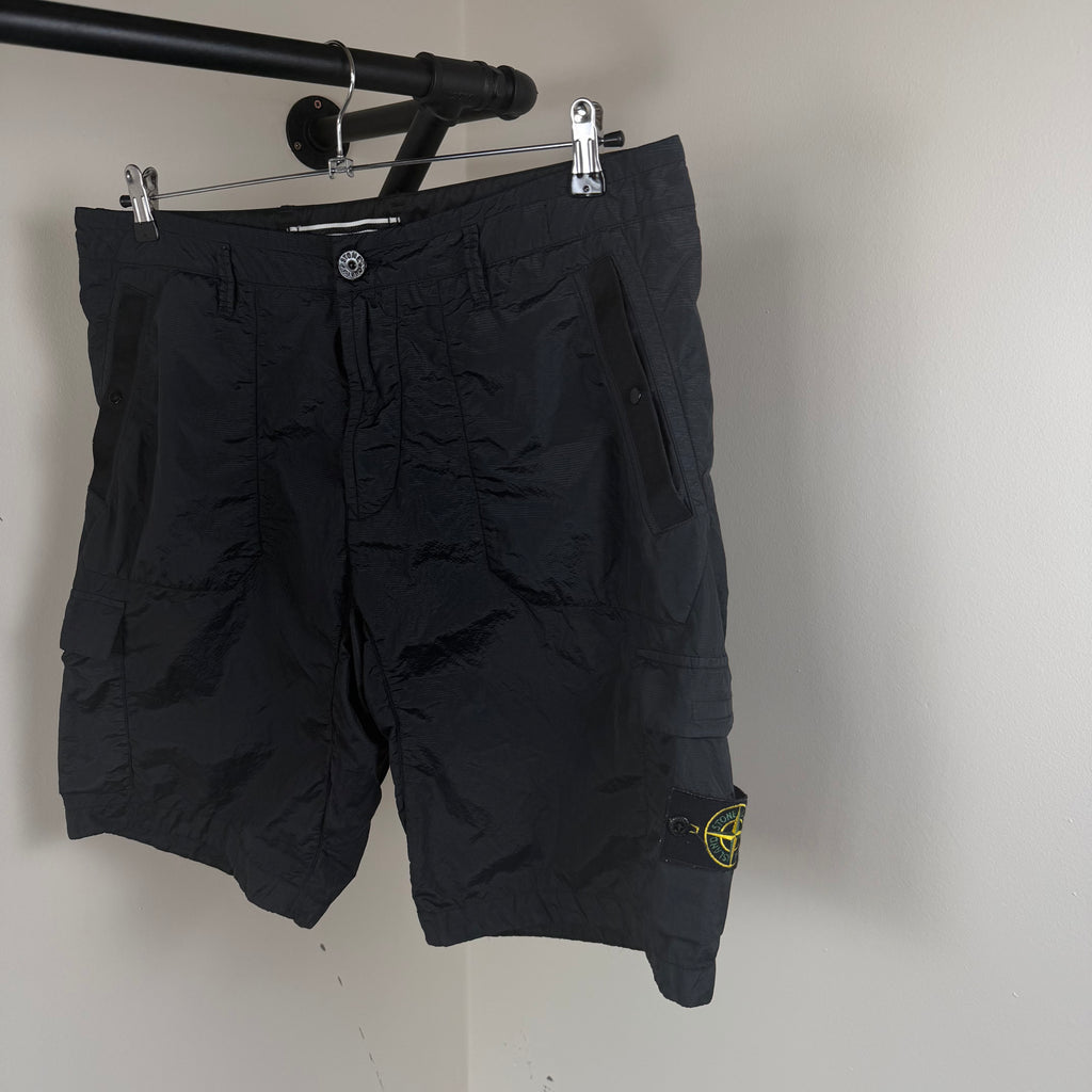 Stone Island Nylon Black Cargo Shorts - 36W
