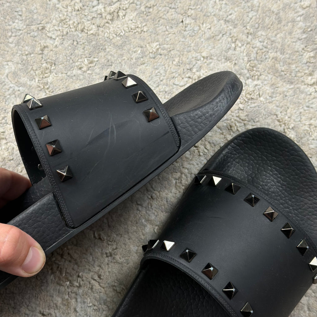 Valentino RockStud Black Sliders -9UK