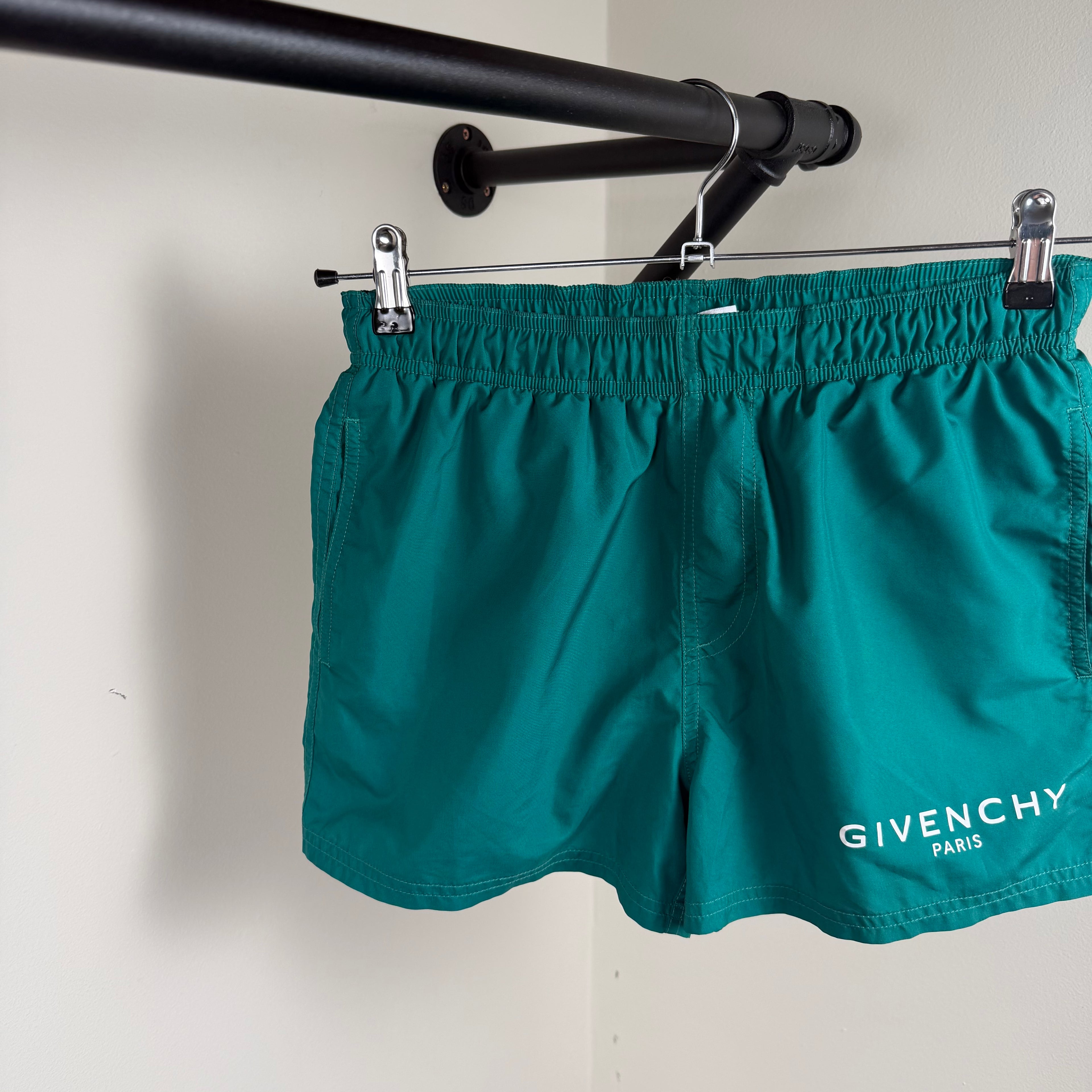 Givenchy Paris Teal Blue Swimming Shorts - Small (30W)