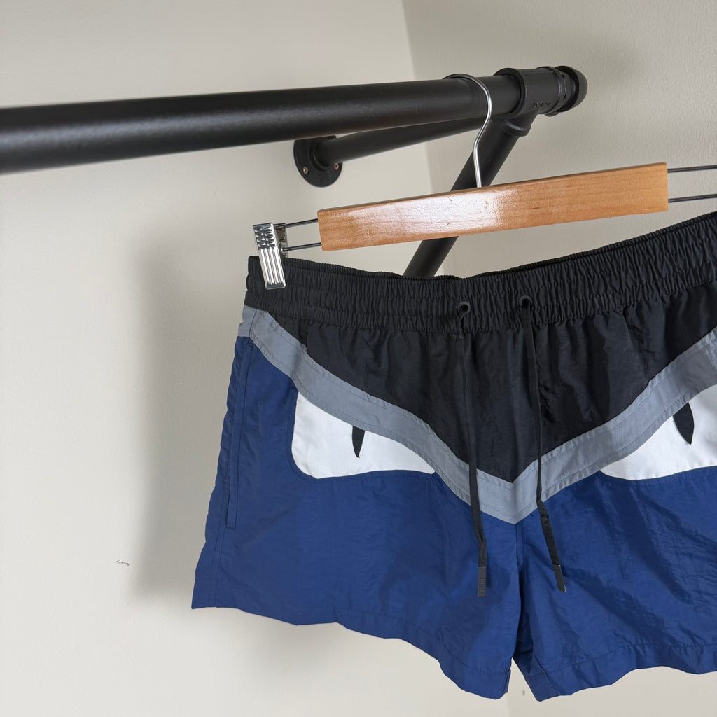 Fendi Bug Eye Blue Swimming Shorts - Small