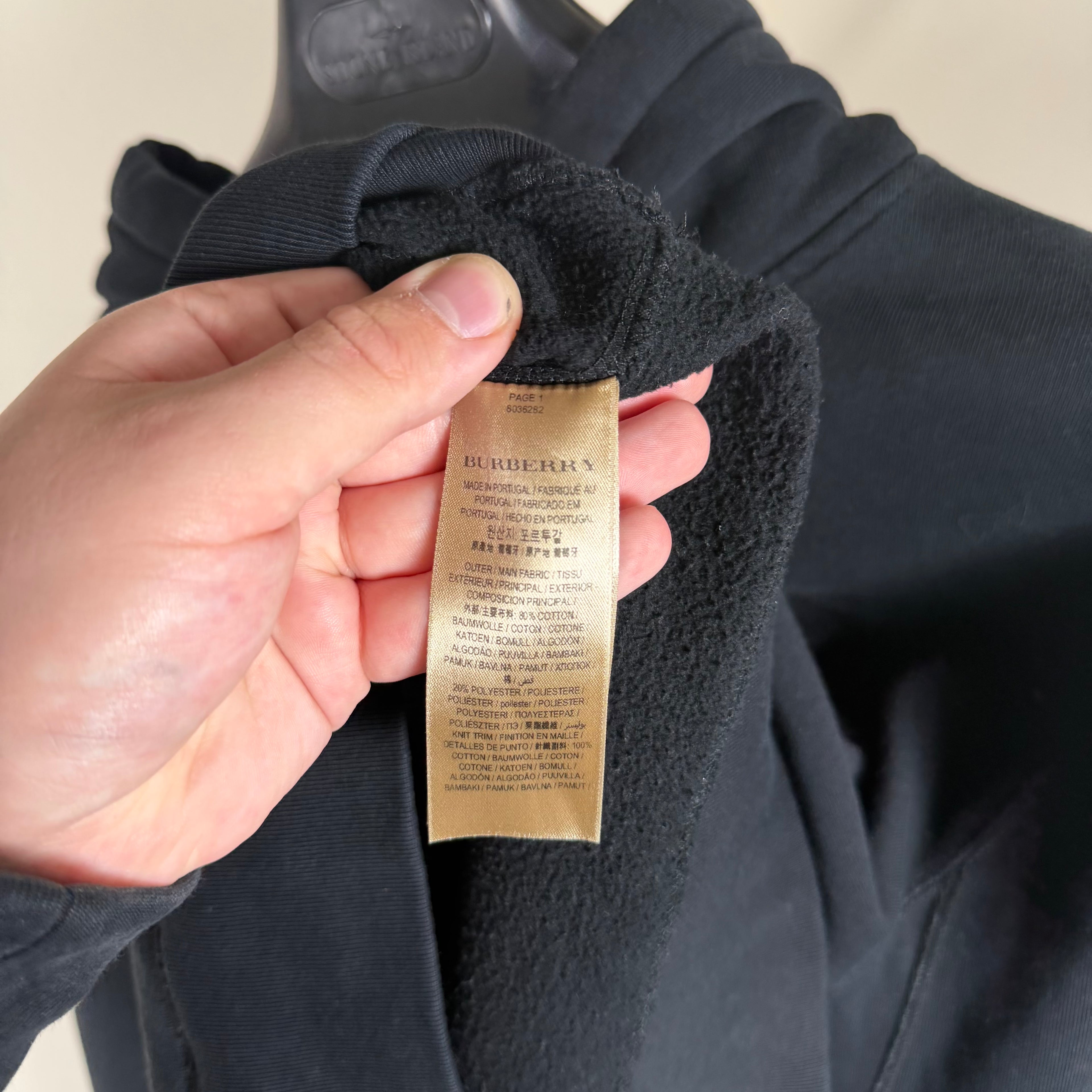 Burberry Navy Check Hood Hoodie - Medium 22.5’’