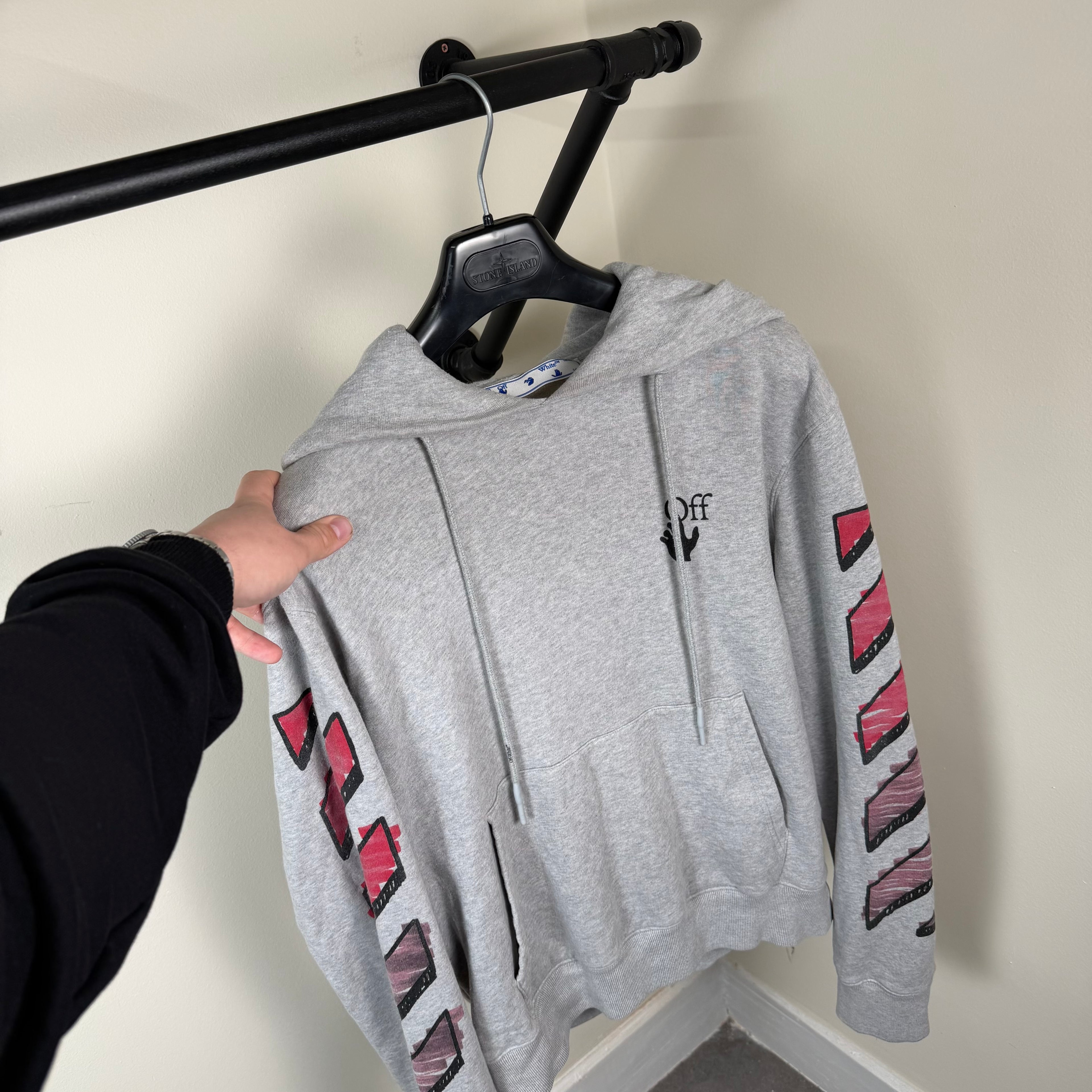 Off White Arrow Grey Hoodie - Medium 23’’