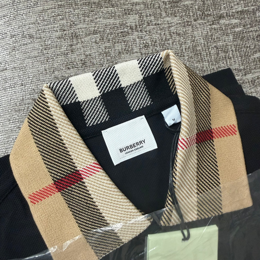 Burberry Check Black Polo Shirt - Medium 20’’