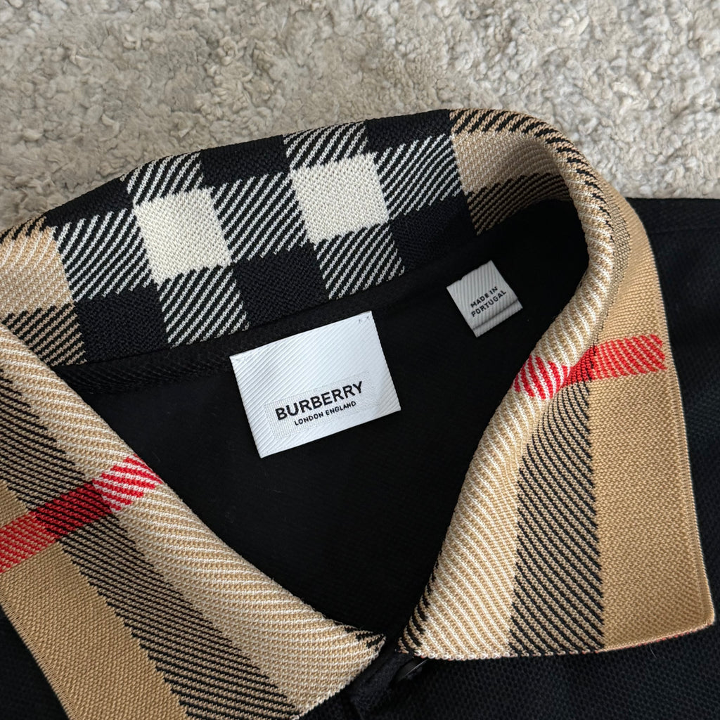 Burberry Check Collor Polo Shirt Black - Medium 20’’