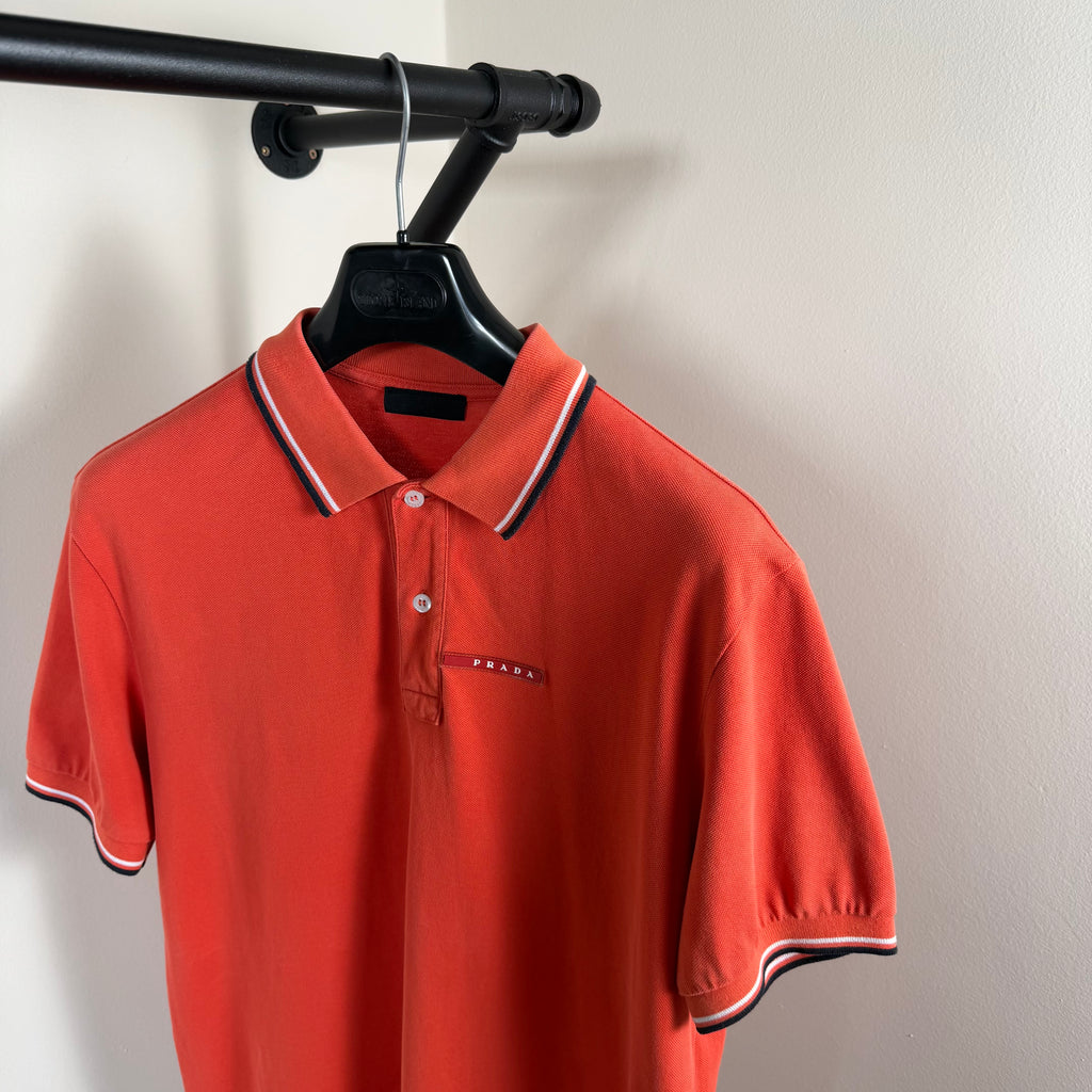Prada Orange Short Sleeve Polo Shirt - Large 20.5’’