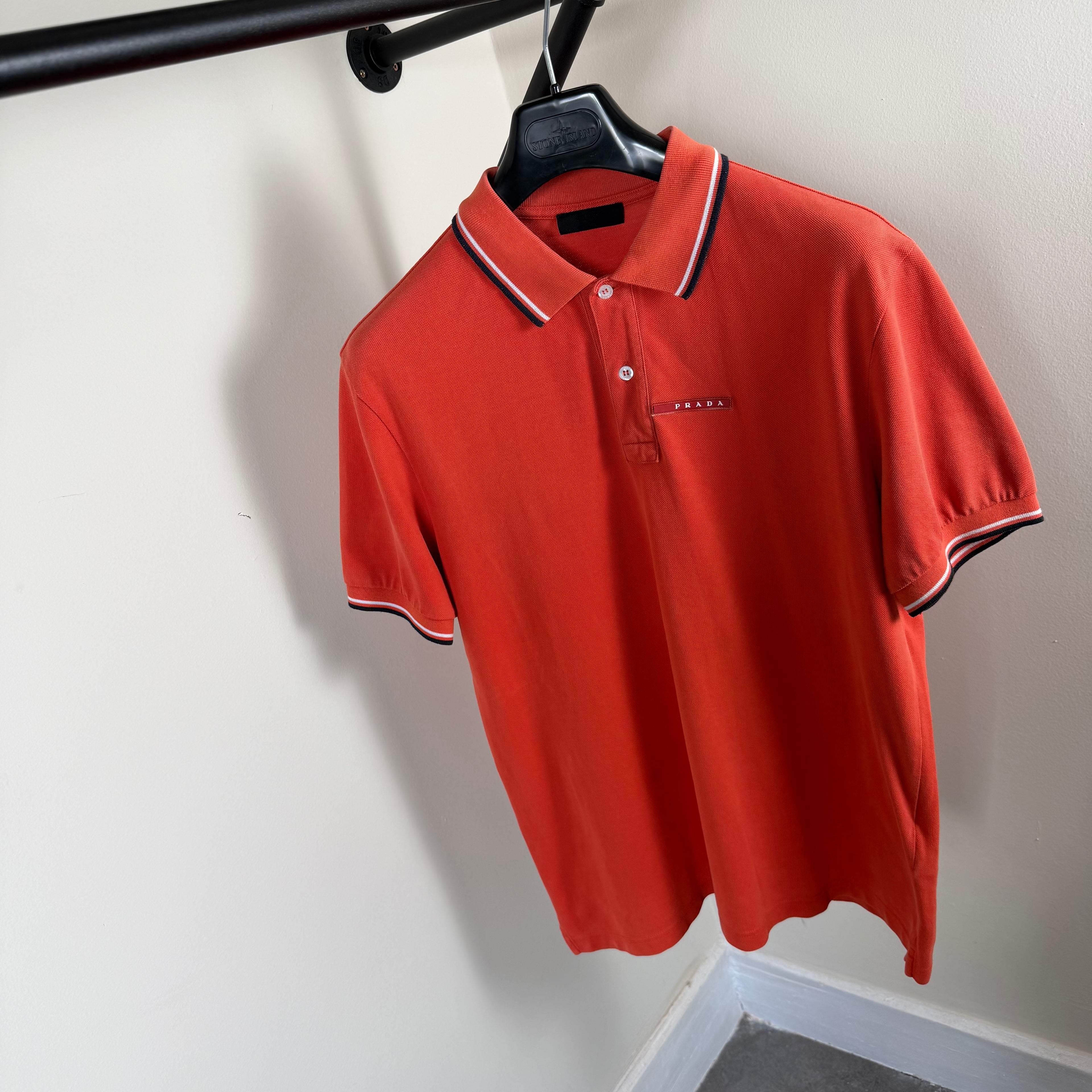 Prada Orange Short Sleeve Polo Shirt - Large 20.5’’