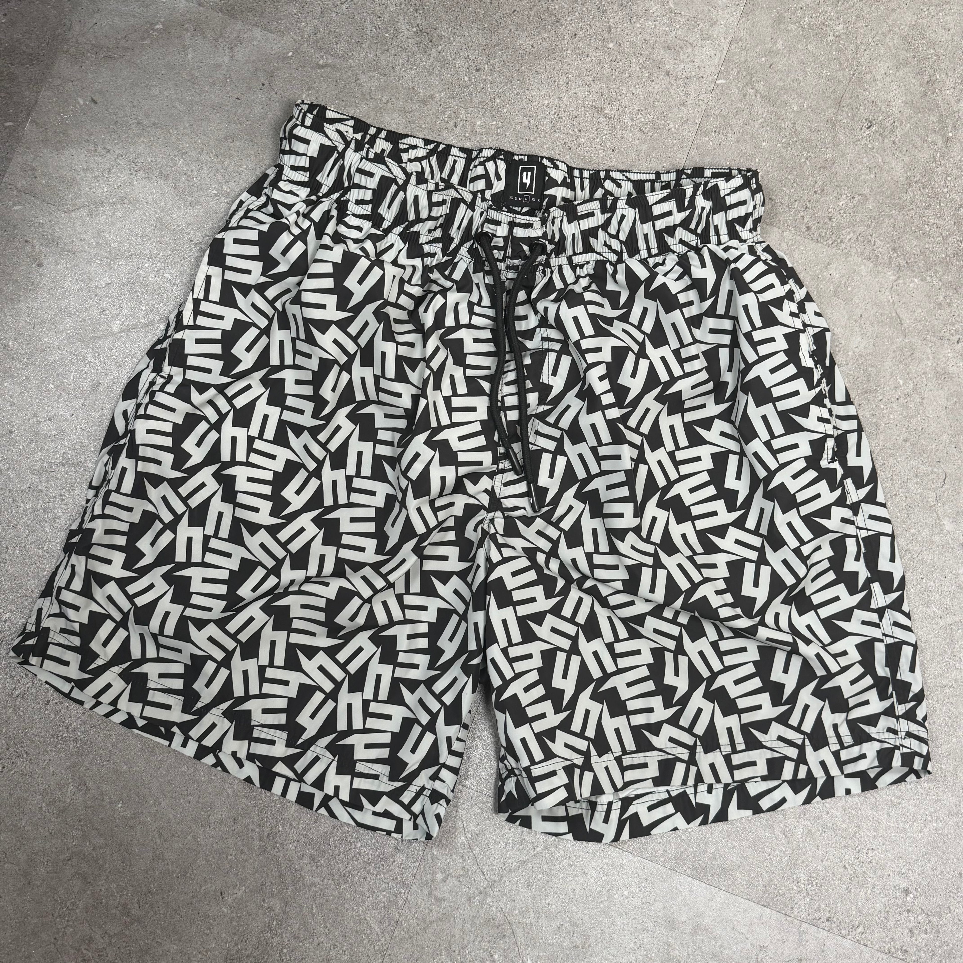 YELIR World Black/White Swimming Shorts - Large