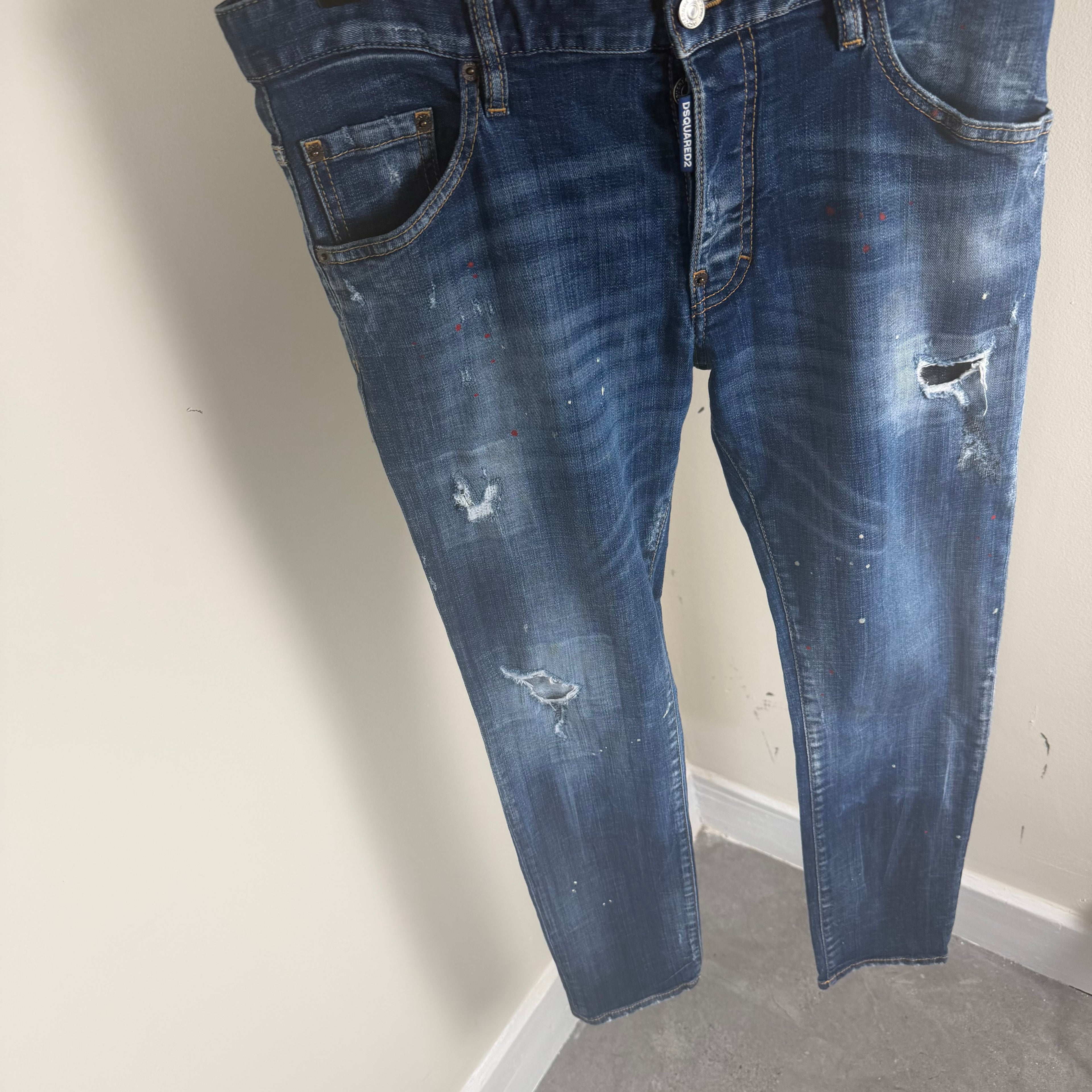Dsqaured2 Blue Splatter Jeans - 34w