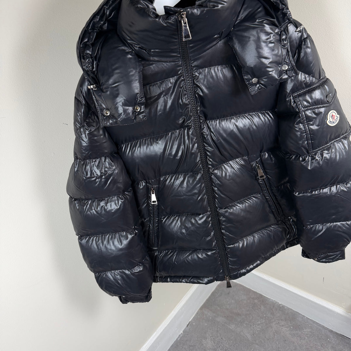 Moncler Maire Giubbotto Black Womens Jacket - Size 2 (Fit UK12 23.5’’)