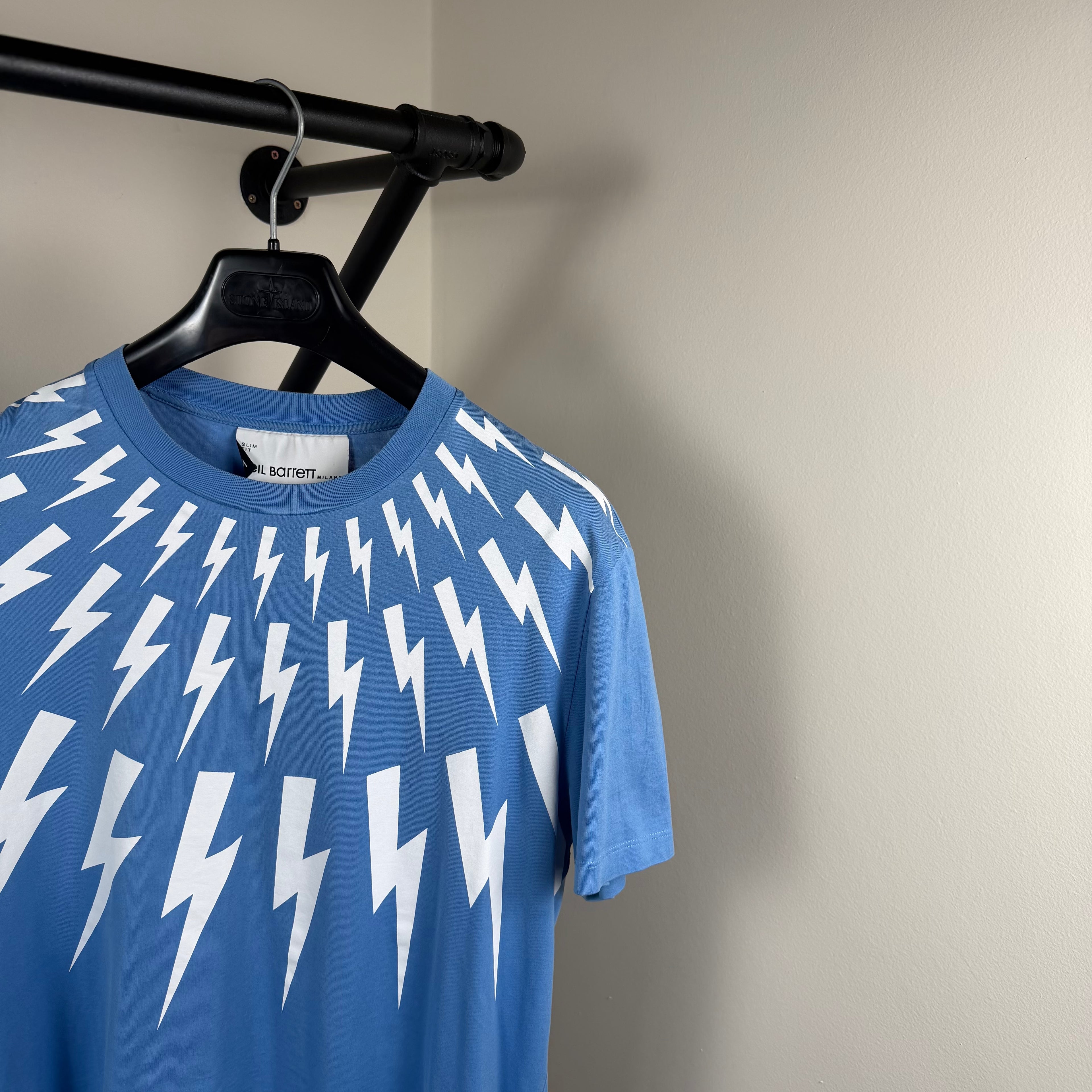 Neil Barrett Lightning Blue T-Shirt - Medium 20.5’’